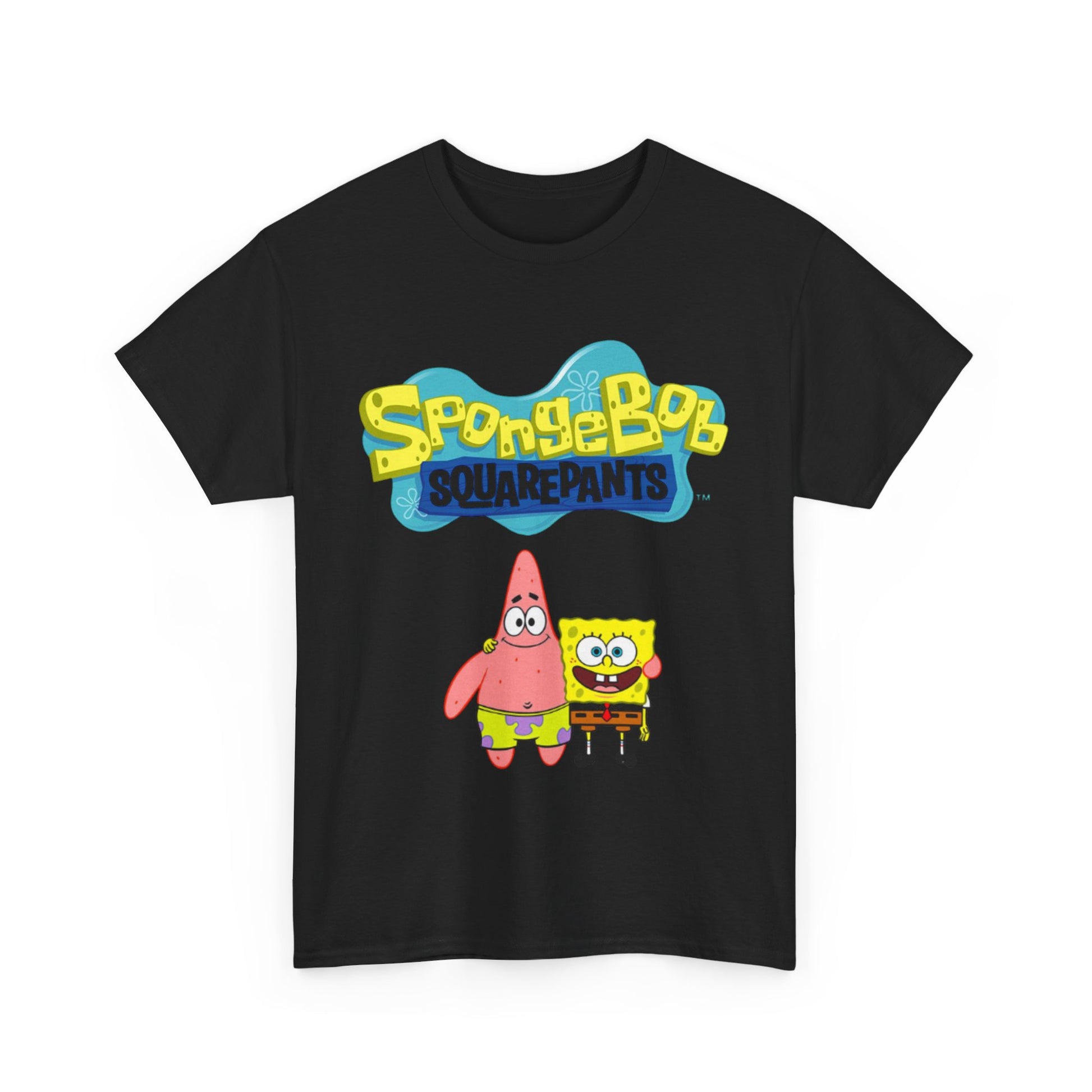 SpongeBob SquarePants Unisex Heavy Cotton Tee, Fun Graphic Tee, Nostalgic T-Shirt, Gift for Kids and Adults, Cartoon Lover Apparel