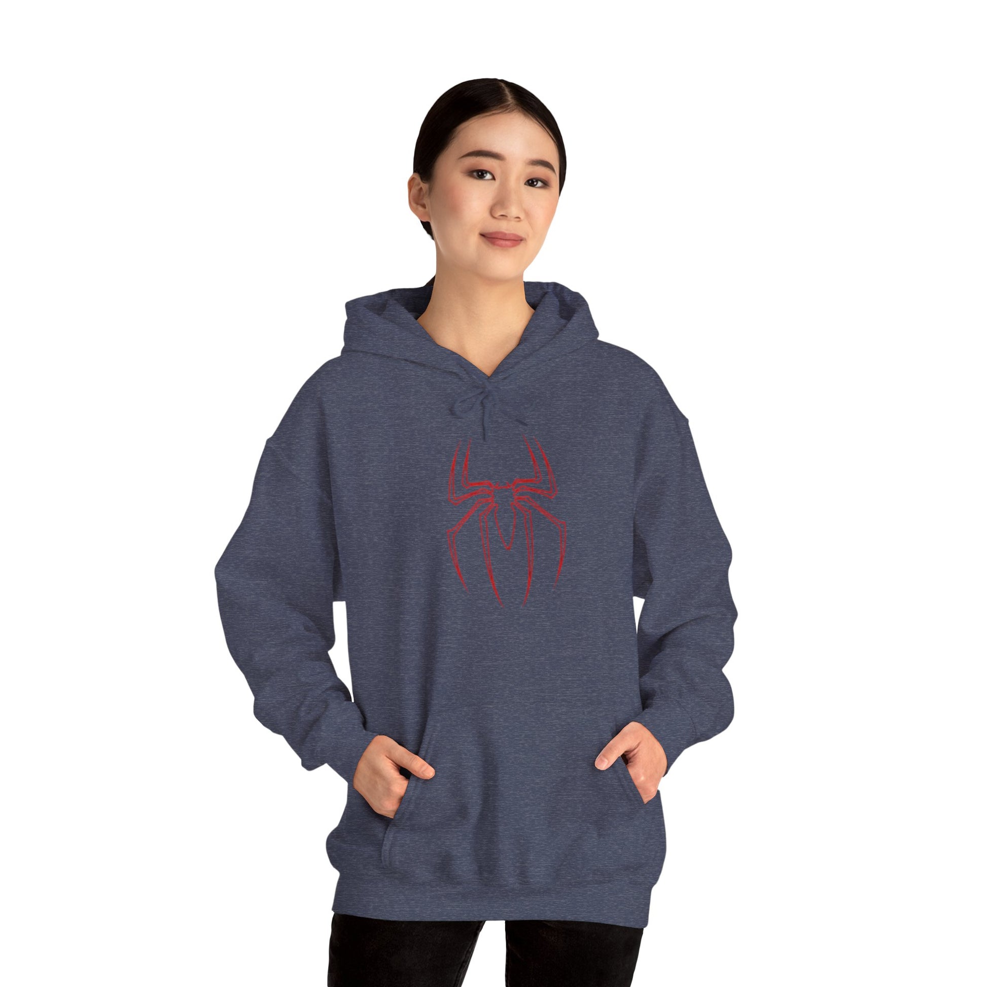 Spider-Man Inspired Heavy Blend Hoodie for Fans, Graphic Sweatshirt for Comic Lovers, Unisex Movie Apparel, Gift Idea for Birthdays, Cosplay