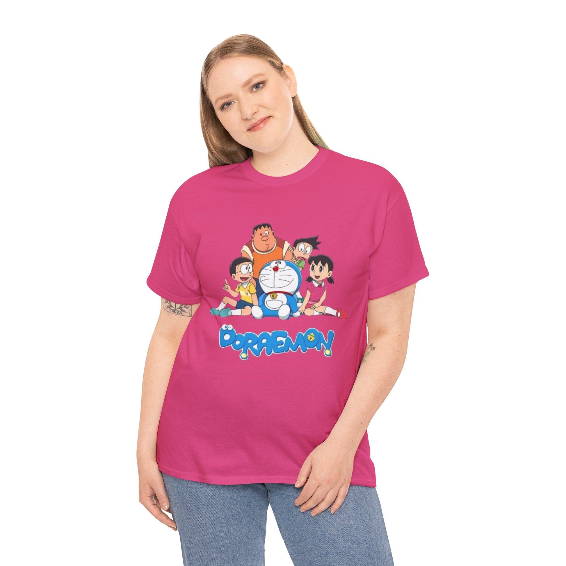 Doraemon Vintage Cartoon Unisex Tee - Nostalgic Gift for Fans, Oversized Cotton Shirt, Anime Merchandise, Casual Wear, Everyday Comfort