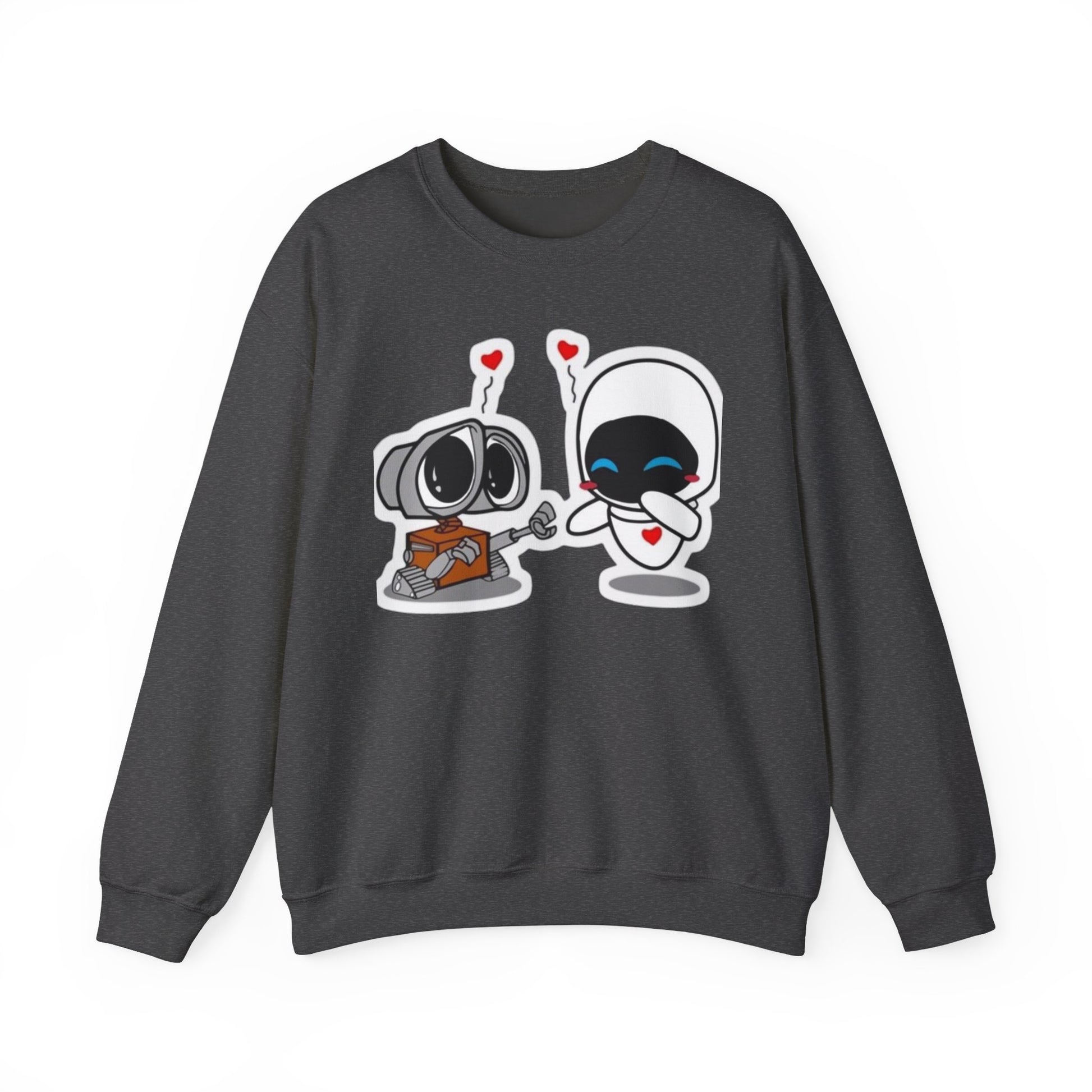 Cute Robot Love Crewneck Sweatshirt, Valentine's Day Gift, Cozy Unisex Pullover, Couple Sweatshirt, Cute Graphic Apparel