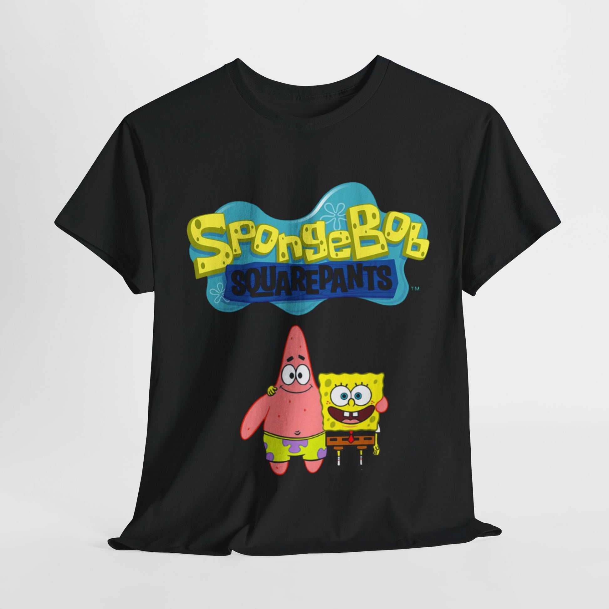 SpongeBob SquarePants Unisex Heavy Cotton Tee, Fun Graphic Tee, Nostalgic T-Shirt, Gift for Kids and Adults, Cartoon Lover Apparel