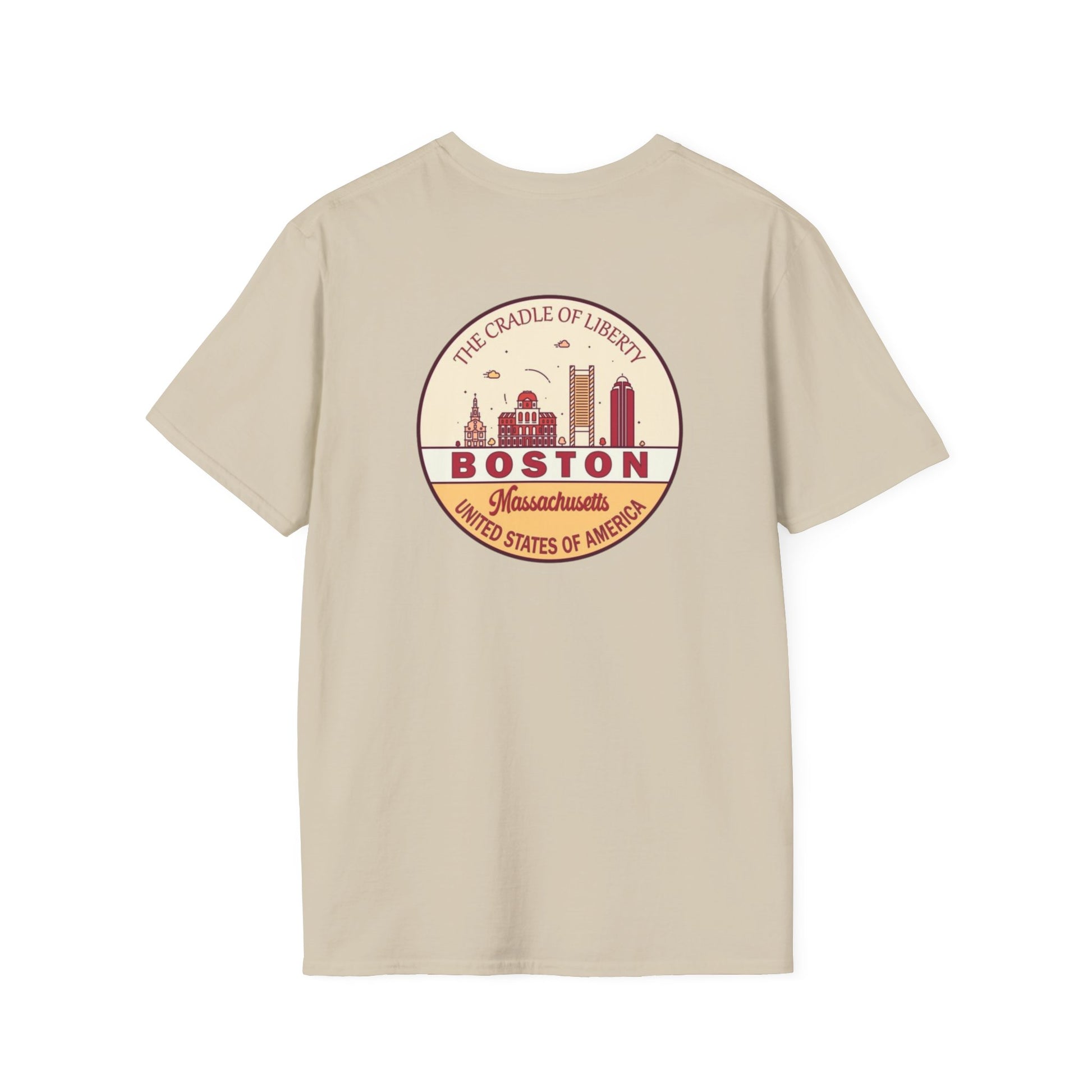 cool print Boston Cradle of Liberty Unisex Softstyle T-Shirt | Comfy Travel Tee, Casual Wear, Souvenir Shirt, Perfect Gift for Boston Lovers