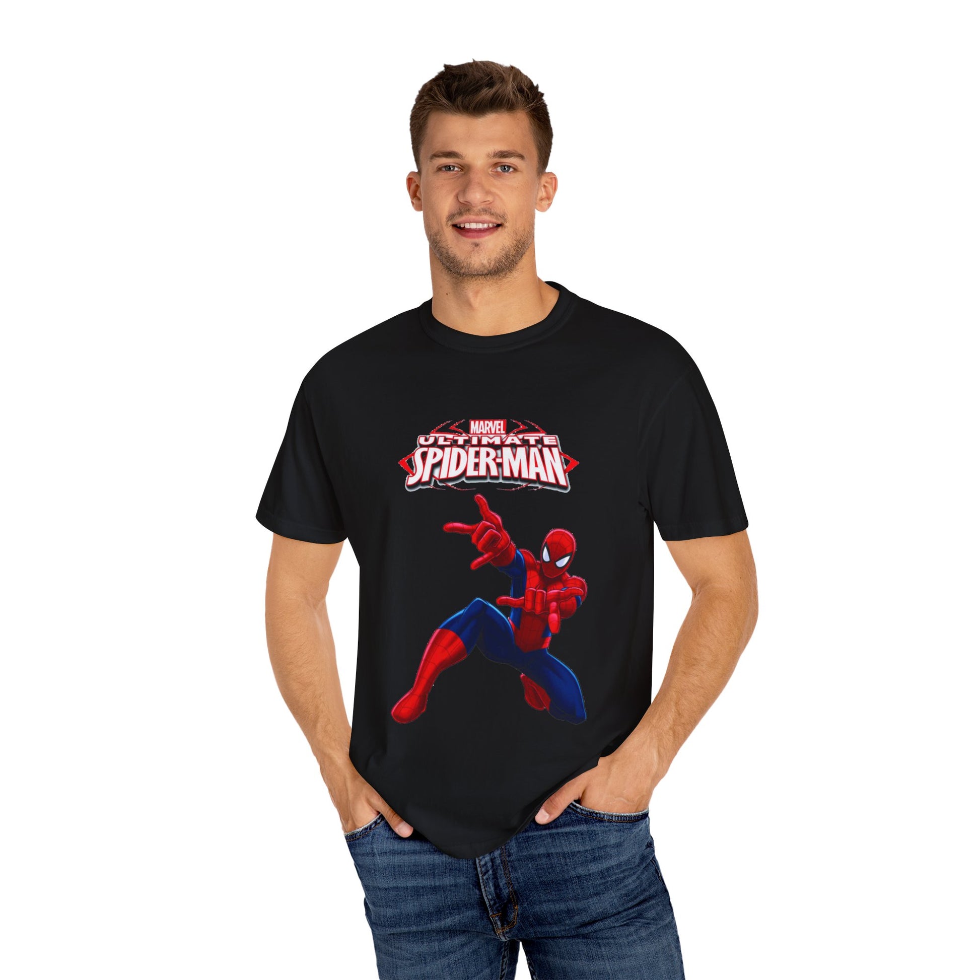 Marvel Spider-Man Unisex Garment-Dyed T-Shirt, Superhero Tee, Comic Fan Gift, Casual Wear, Birthday, Kids Clothing