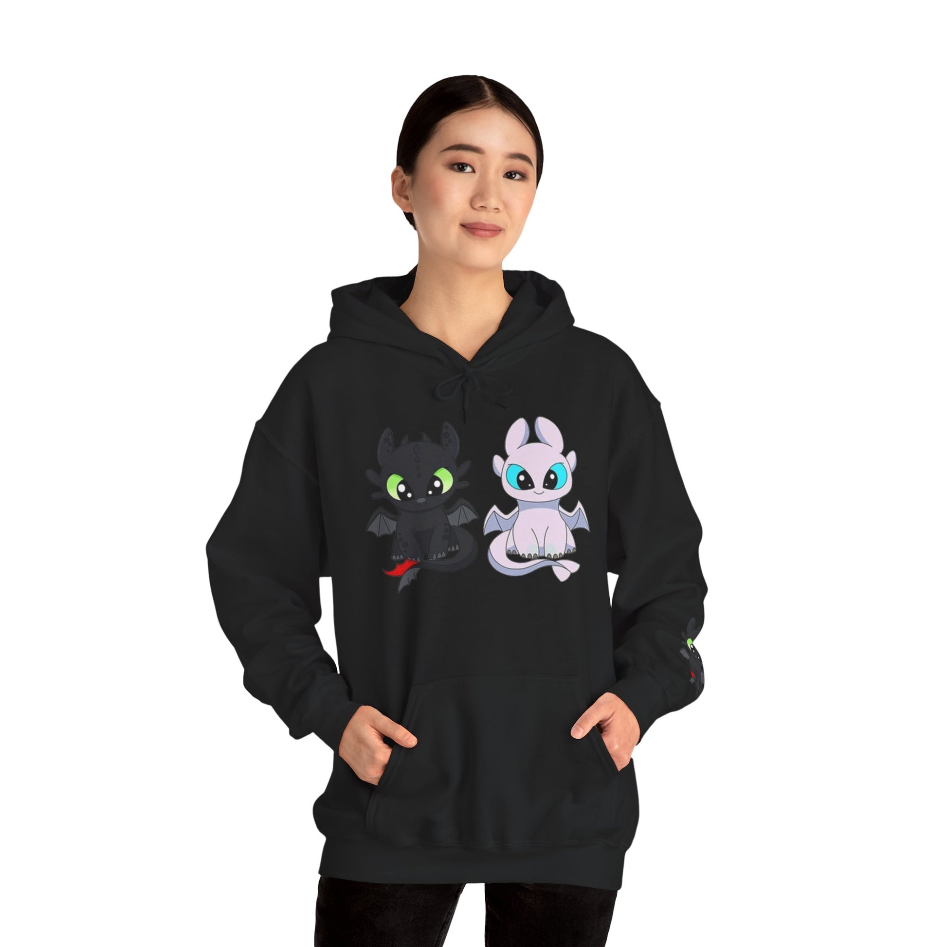Cute Dragon & Monster Unisex Hoodie, Cozy Sweatshirt for Kids and Adults, Funny Gift for Halloween, Anime Lovers, Stylish Casual Wear