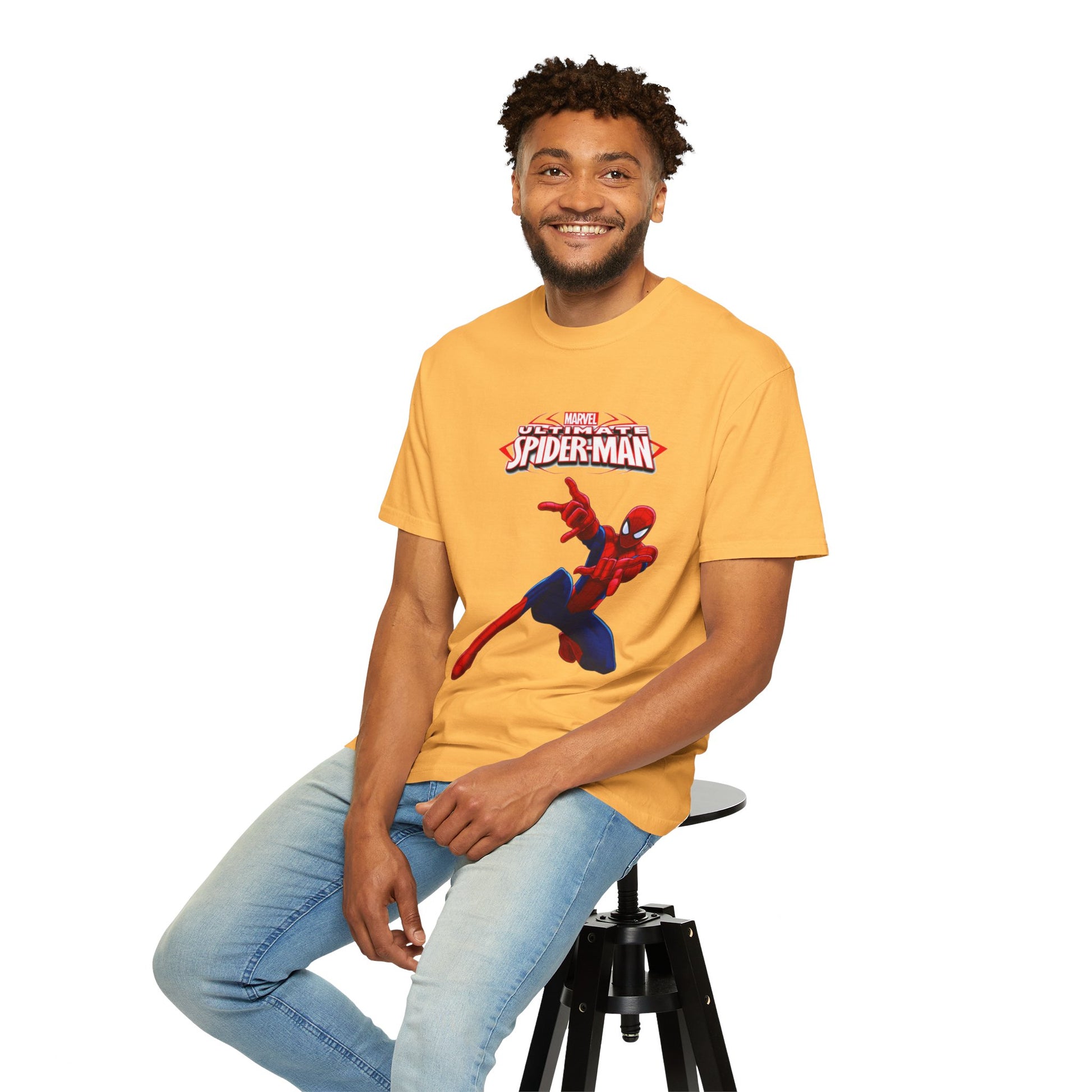 Marvel Spider-Man Unisex Garment-Dyed T-Shirt, Superhero Tee, Comic Fan Gift, Casual Wear, Birthday, Kids Clothing