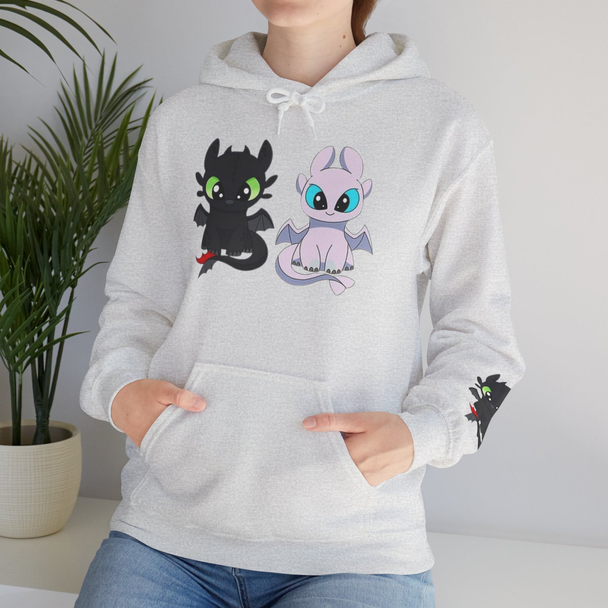 Cute Dragon & Monster Unisex Hoodie, Cozy Sweatshirt for Kids and Adults, Funny Gift for Halloween, Anime Lovers, Stylish Casual Wear