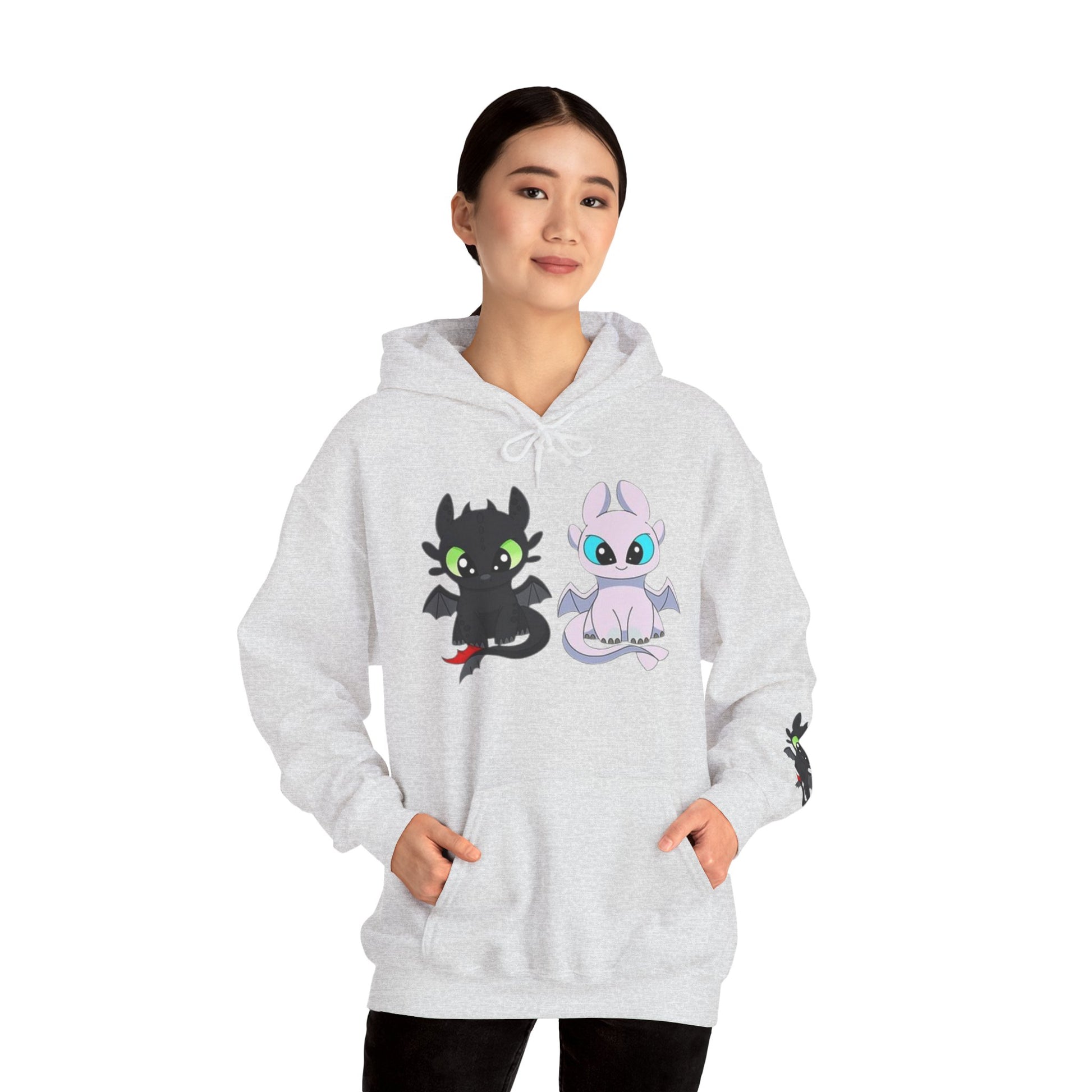Cute Dragon & Monster Unisex Hoodie, Cozy Sweatshirt for Kids and Adults, Funny Gift for Halloween, Anime Lovers, Stylish Casual Wear