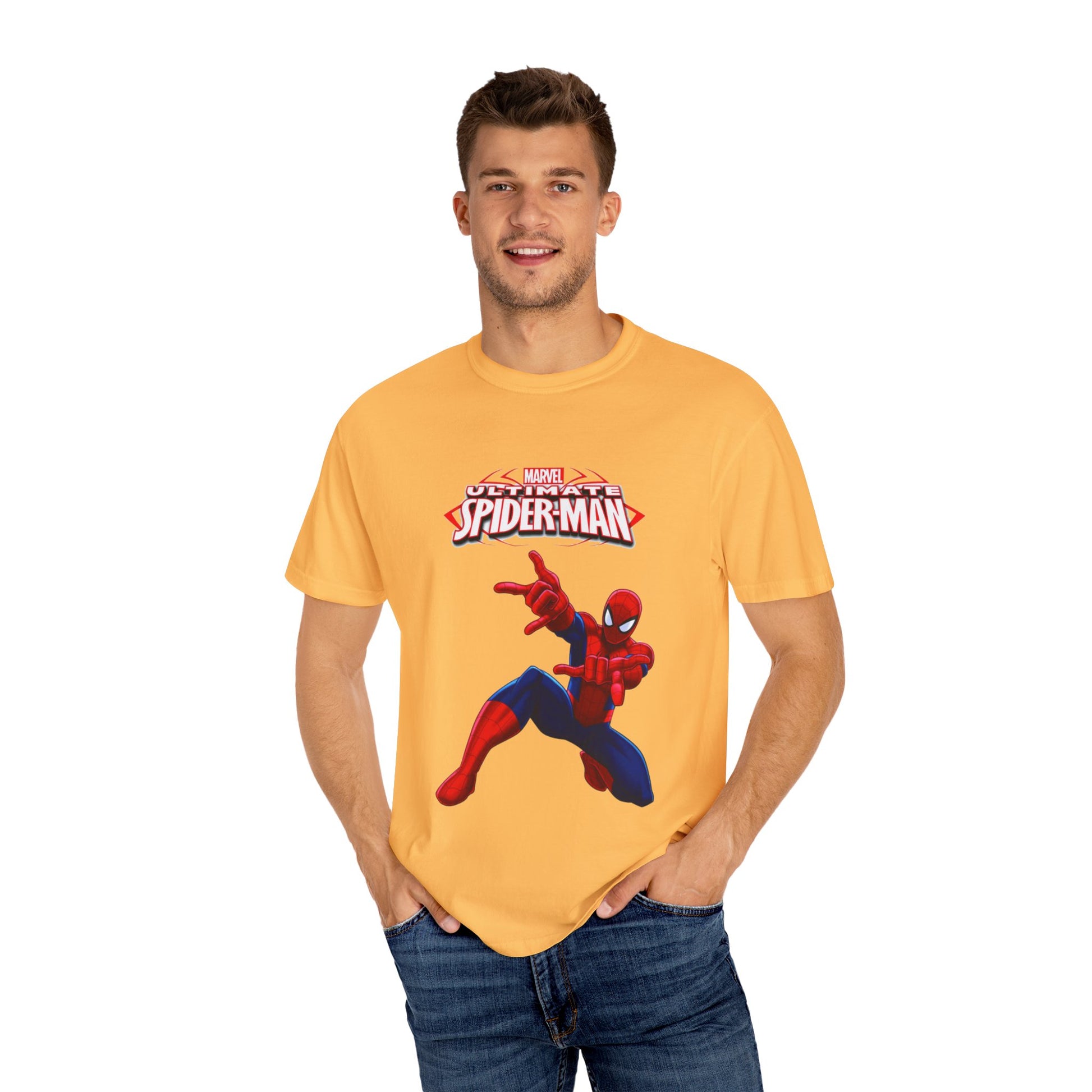 Marvel Spider-Man Unisex Garment-Dyed T-Shirt, Superhero Tee, Comic Fan Gift, Casual Wear, Birthday, Kids Clothing
