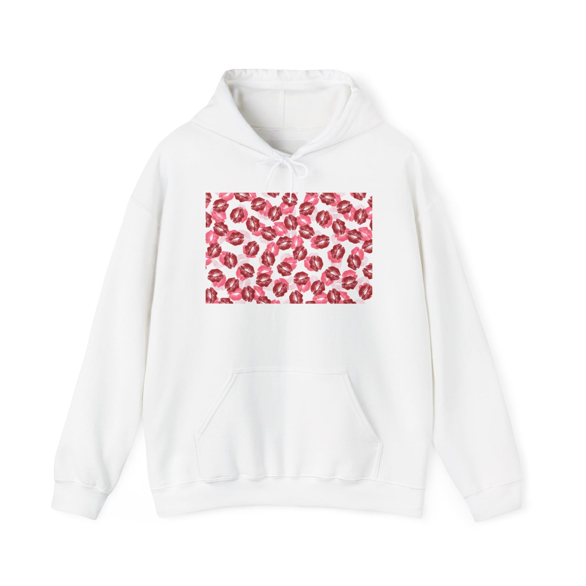 kiss print Cozy Floral Pattern Hoodie - Casual Fashion, Perfect for Gifting, Unisex Style, Comfortable Sweatshirt, Great for All Seasons