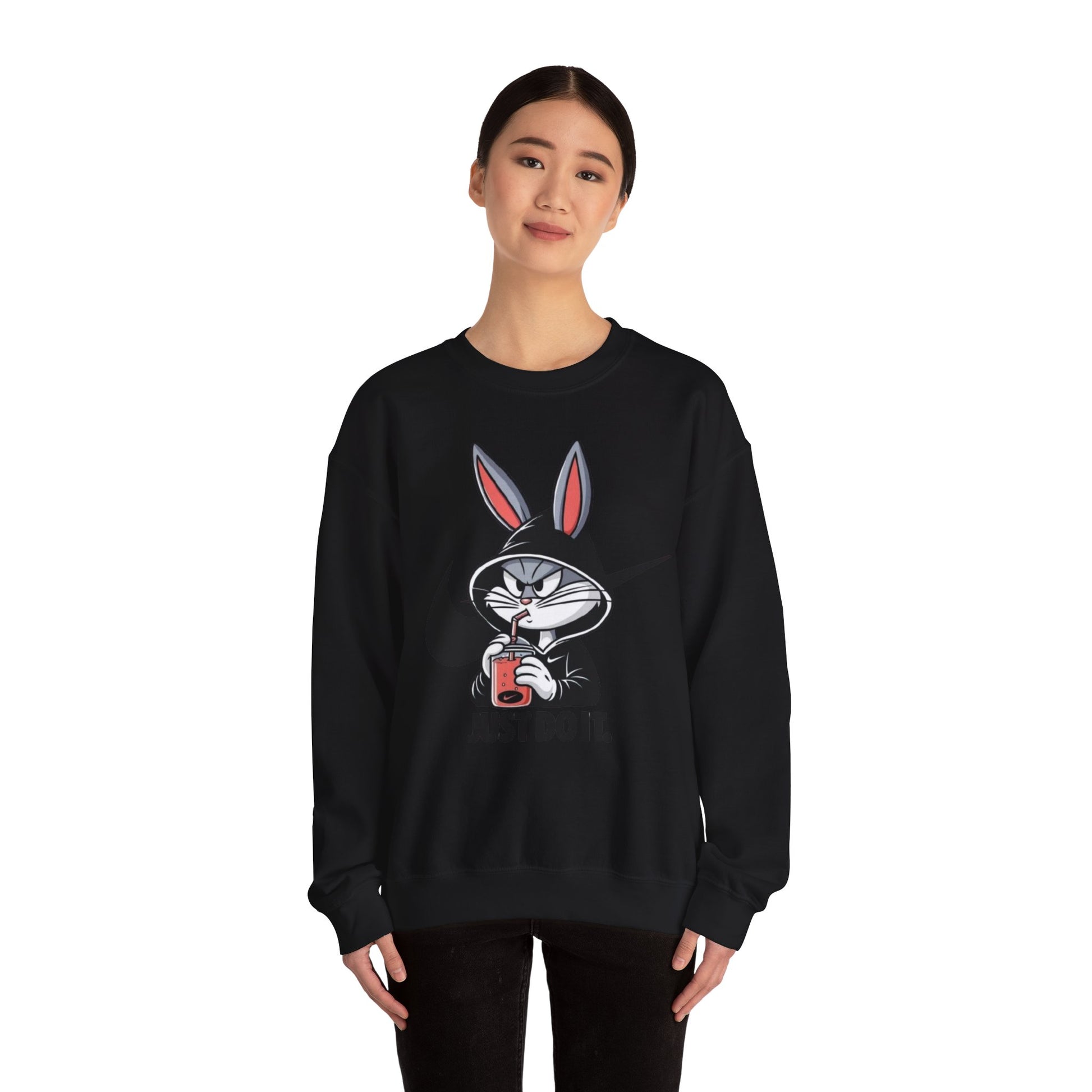 Cool Rabbit Crewneck Sweatshirt, Unisex Sweatshirt, Casual Hoodie, Gift for Him, Cozy Fashionwear
