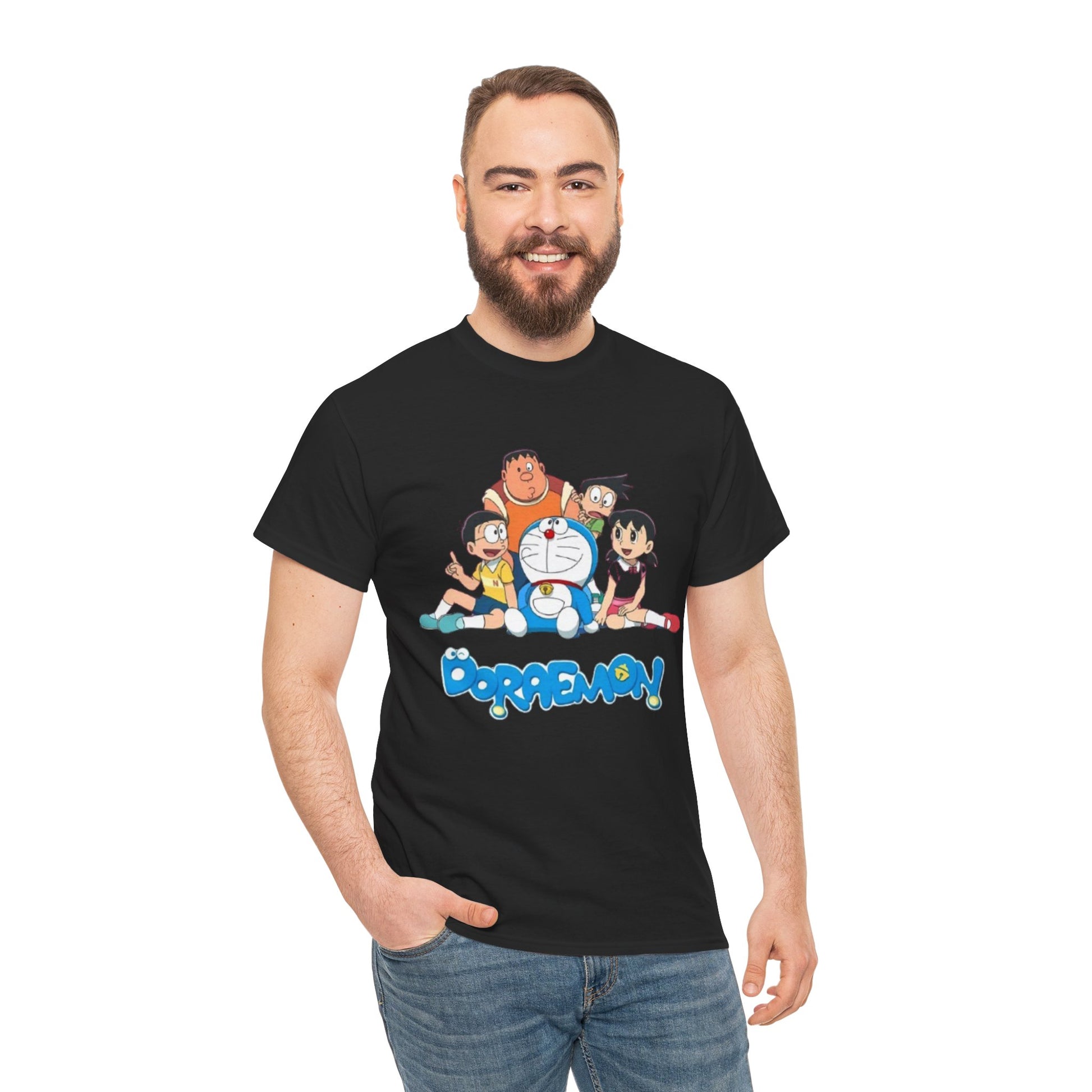 Doraemon Vintage Cartoon Unisex Tee - Nostalgic Gift for Fans, Oversized Cotton Shirt, Anime Merchandise, Casual Wear, Everyday Comfort