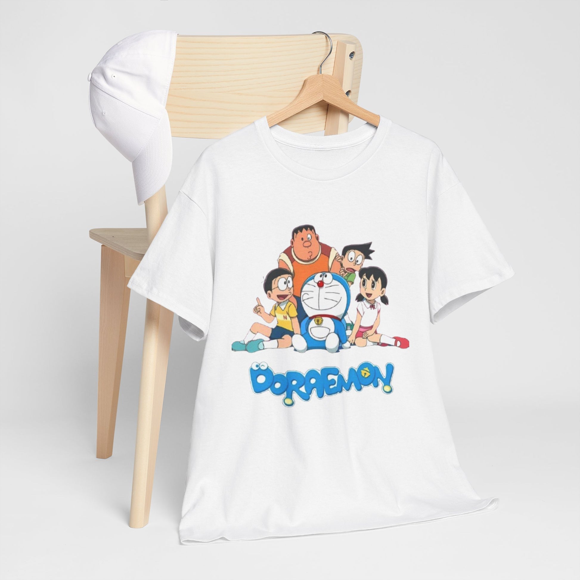Doraemon Vintage Cartoon Unisex Tee - Nostalgic Gift for Fans, Oversized Cotton Shirt, Anime Merchandise, Casual Wear, Everyday Comfort