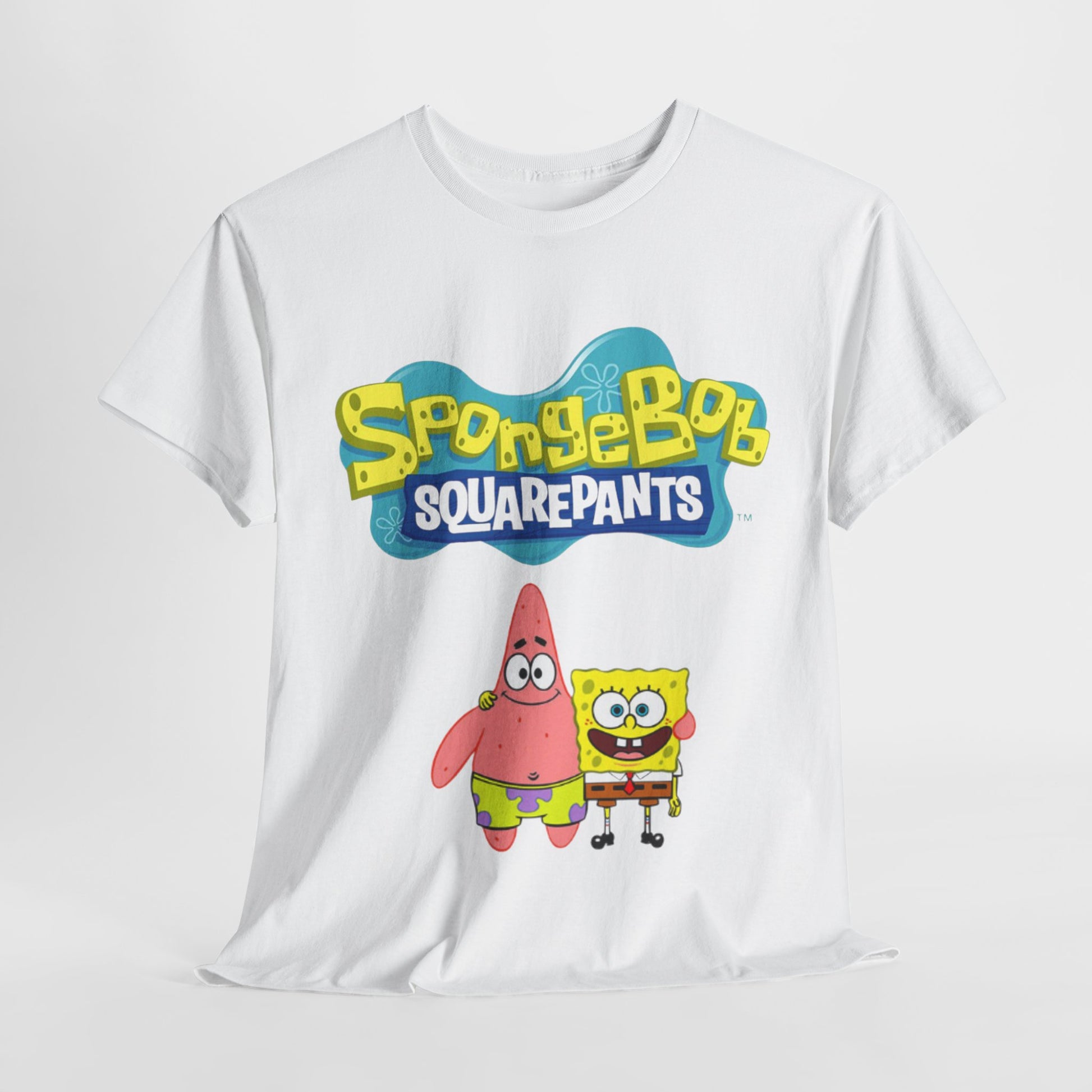 SpongeBob SquarePants Unisex Heavy Cotton Tee, Fun Graphic Tee, Nostalgic T-Shirt, Gift for Kids and Adults, Cartoon Lover Apparel