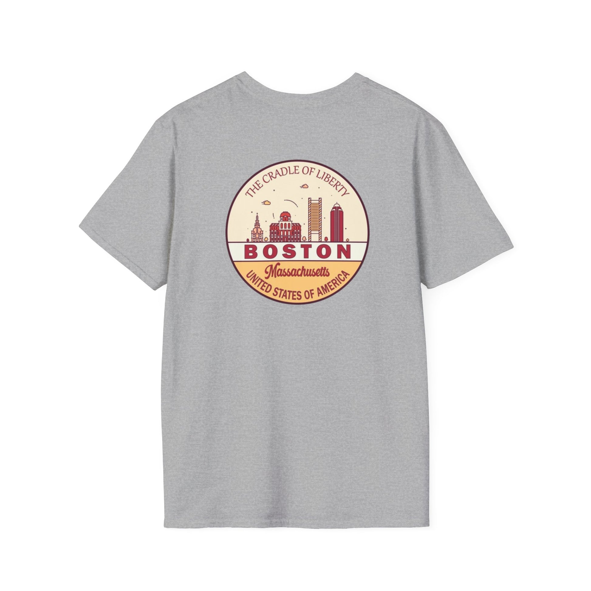 cool print Boston Cradle of Liberty Unisex Softstyle T-Shirt | Comfy Travel Tee, Casual Wear, Souvenir Shirt, Perfect Gift for Boston Lovers