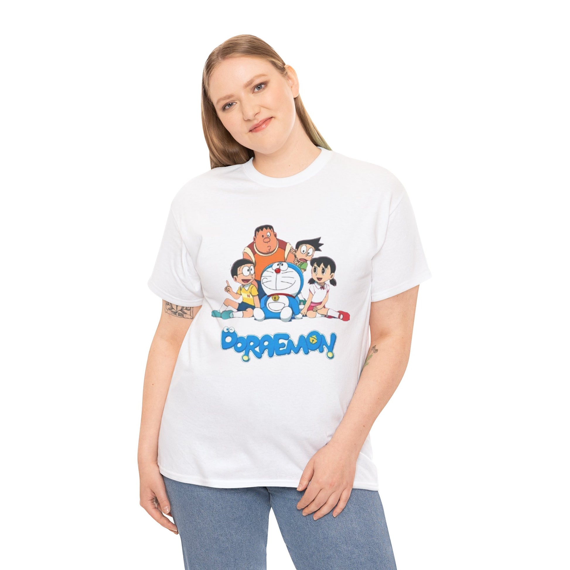 Doraemon Vintage Cartoon Unisex Tee - Nostalgic Gift for Fans, Oversized Cotton Shirt, Anime Merchandise, Casual Wear, Everyday Comfort