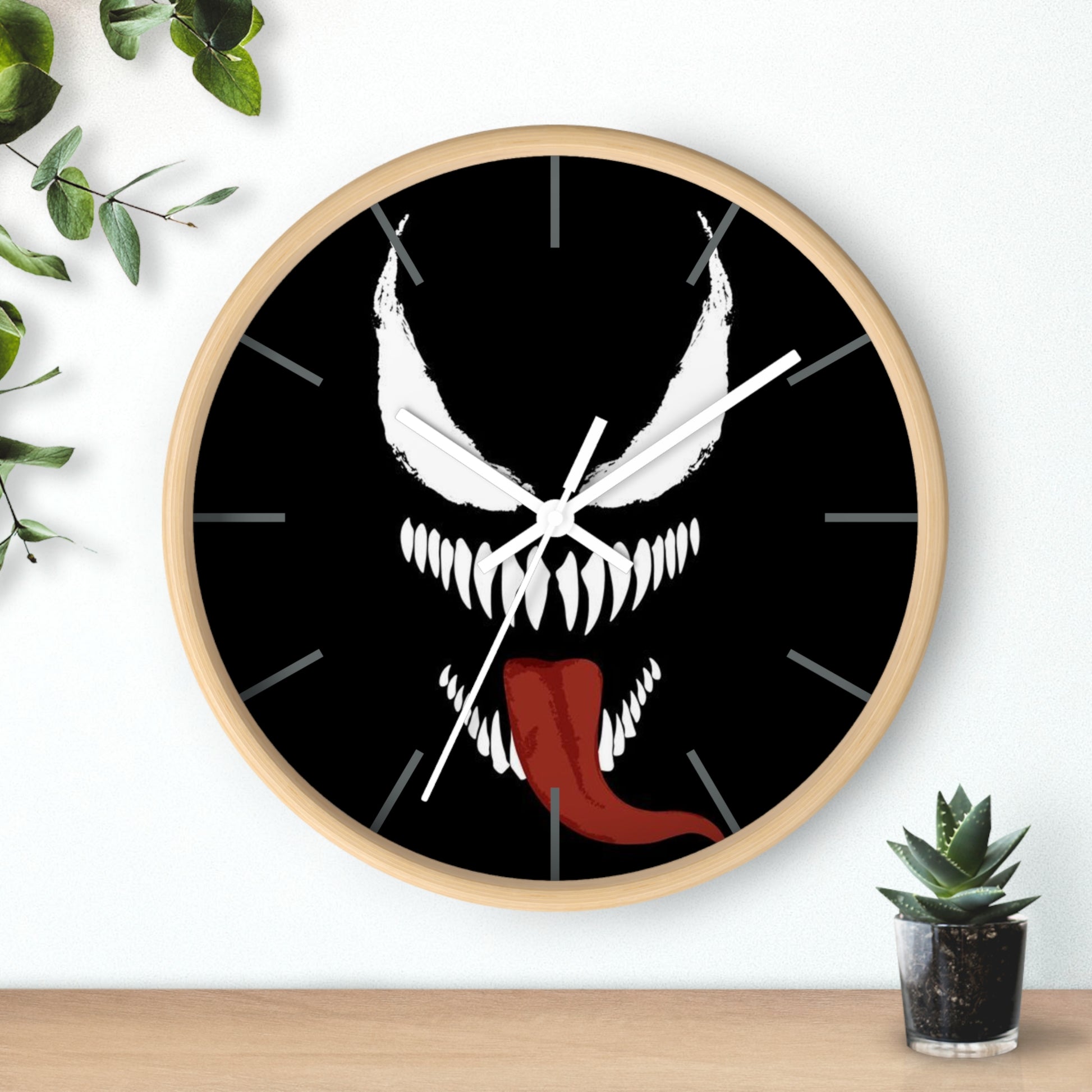 Venom-Inspired Wall Clock, Edgy Home Decor, Unique Gift for Fans, Geeky Office Wall Art, Halloween Decoration
