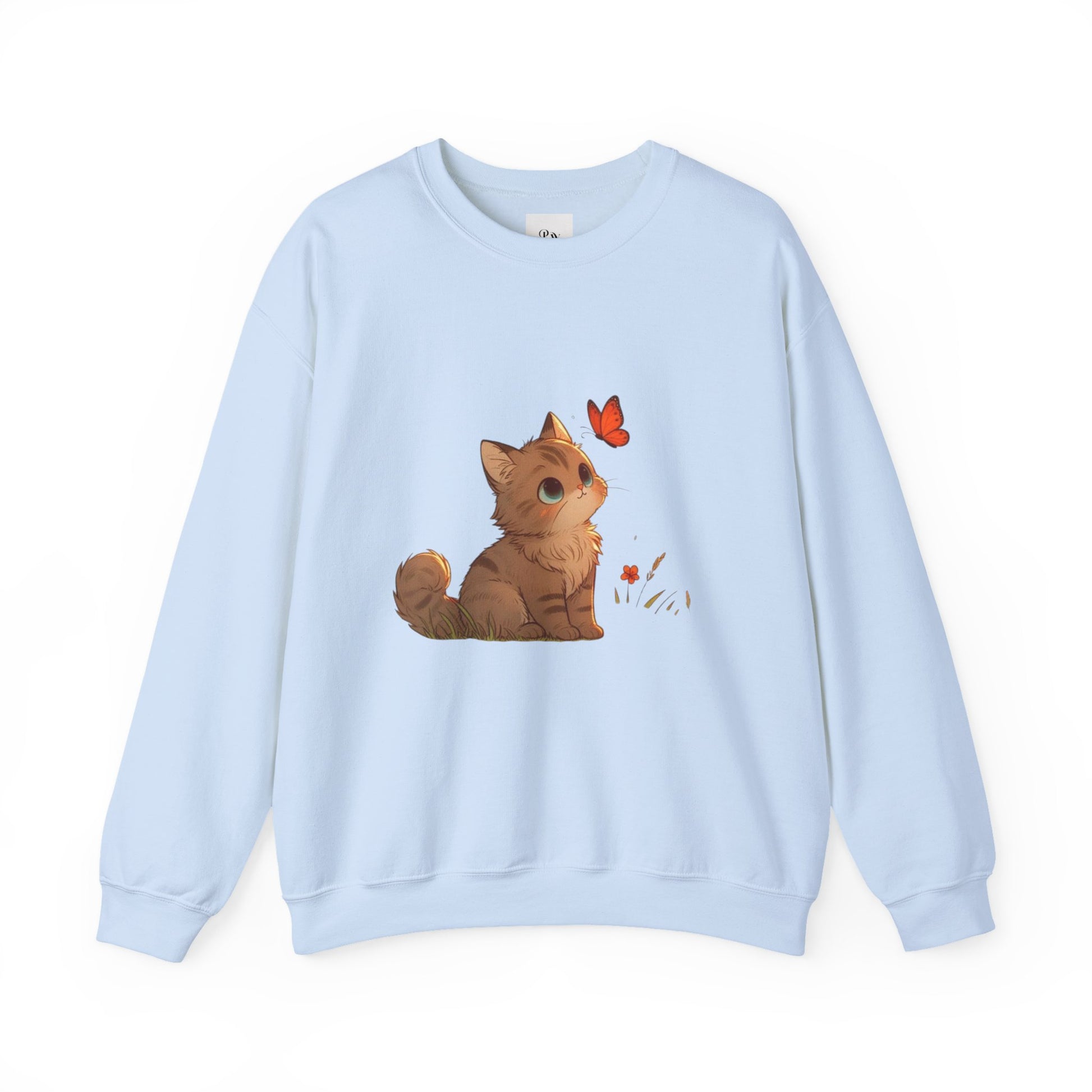 Cozy Cat & Butterfly Sweatshirt - Cute Unisex Crewneck Perfect for Cat Lovers, Gifts for Pet Owners, Fall Fashion, Casual Wear