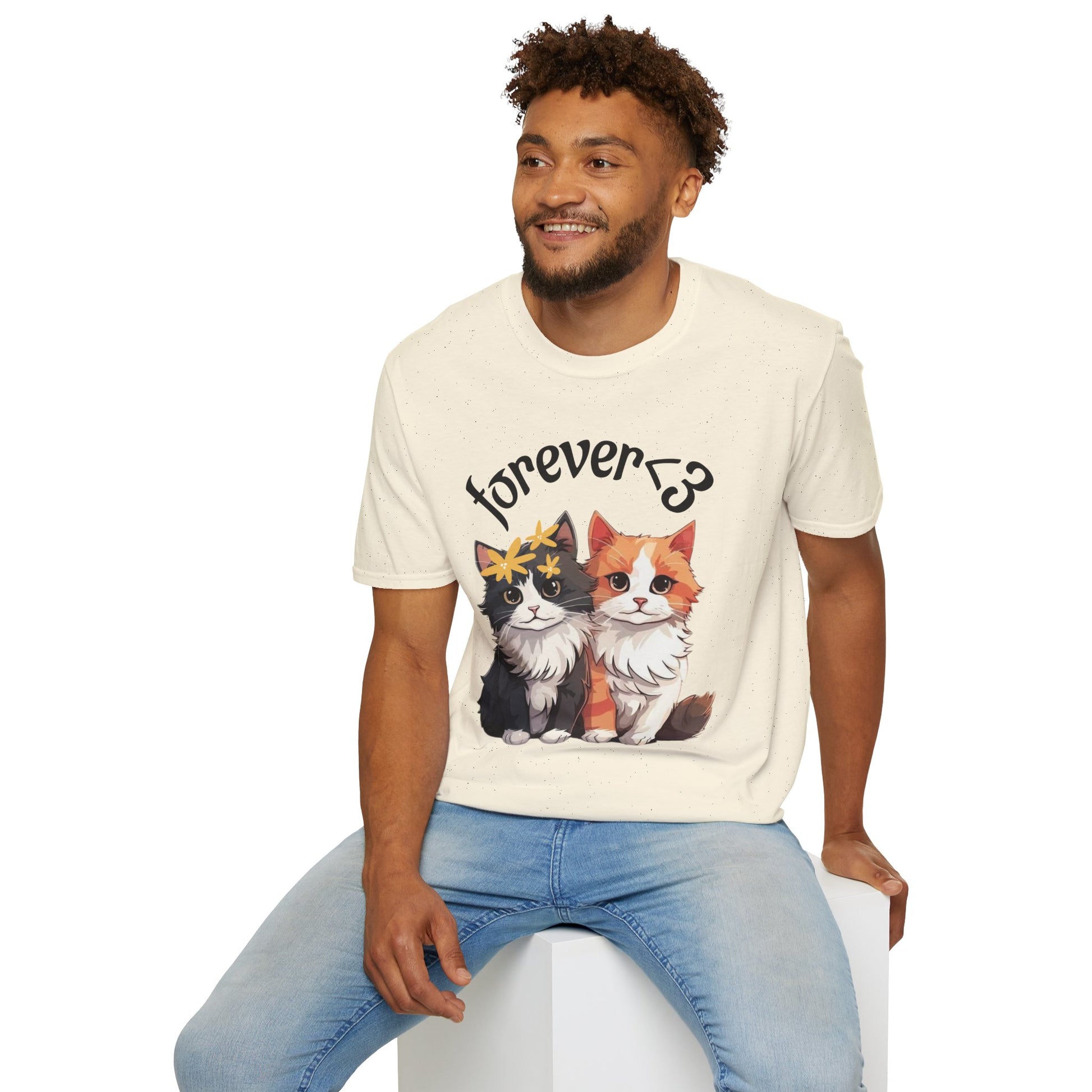 Forever Love Cat T-Shirt, Cute Cat Tee, Animal Lover Gift, Pet Owner Apparel, Cozy Casual Wear, Perfect for Cat Lovers