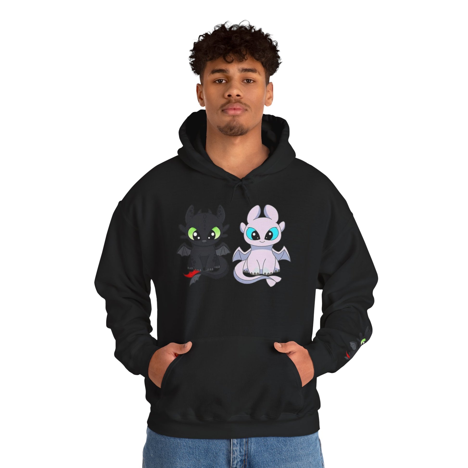 Cute Dragon & Monster Unisex Hoodie, Cozy Sweatshirt for Kids and Adults, Funny Gift for Halloween, Anime Lovers, Stylish Casual Wear