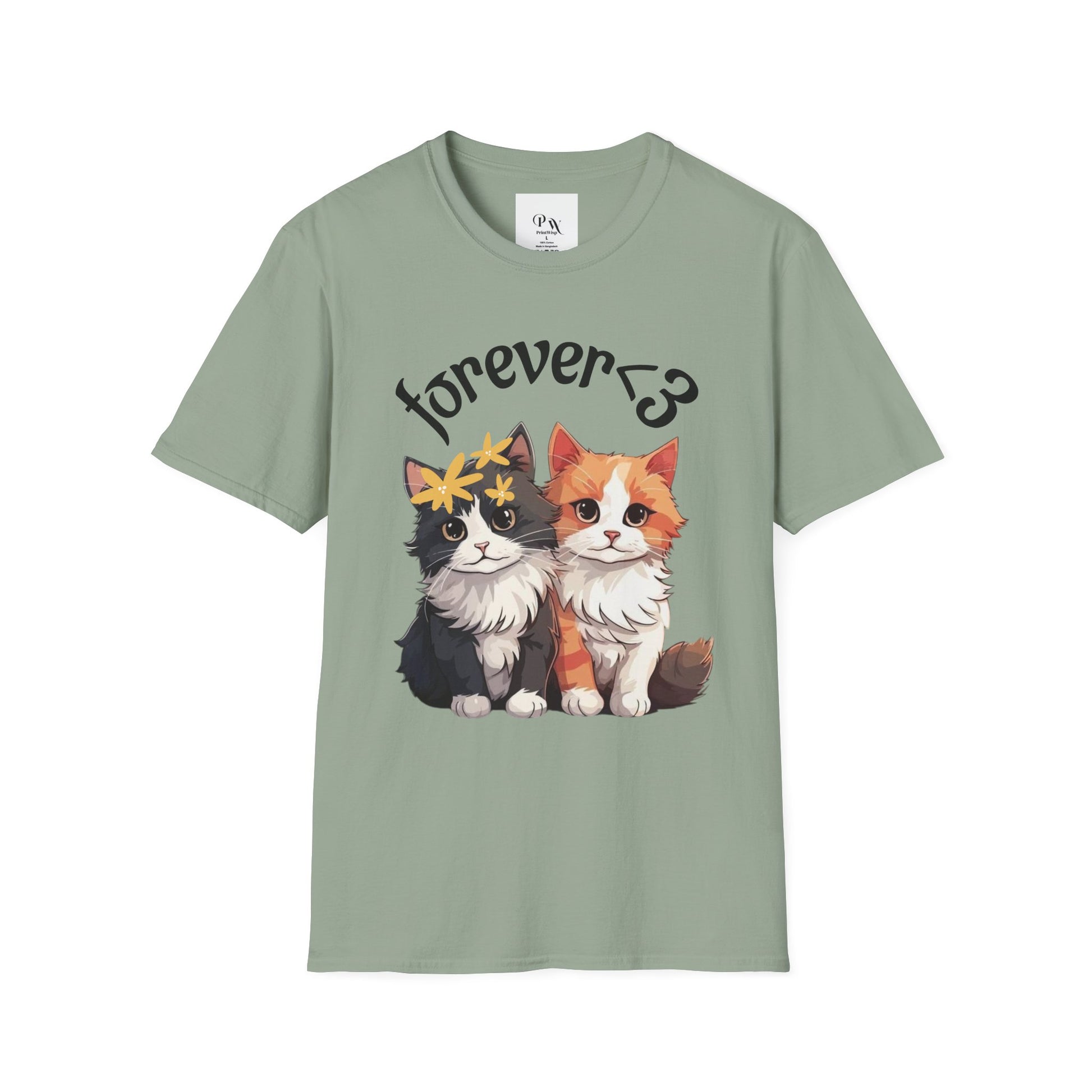 Forever Love Cat T-Shirt, Cute Cat Tee, Animal Lover Gift, Pet Owner Apparel, Cozy Casual Wear, Perfect for Cat Lovers