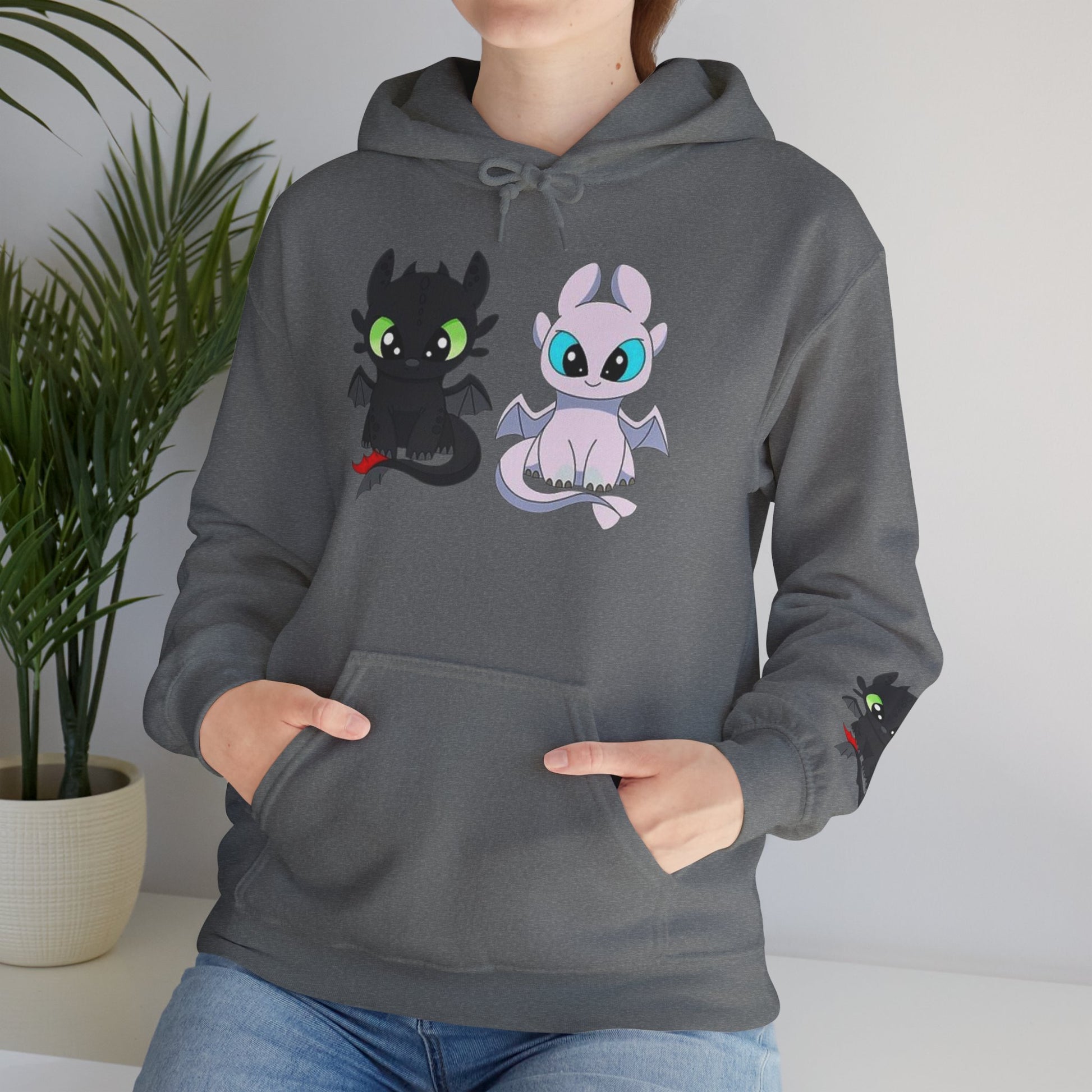 Cute Dragon & Monster Unisex Hoodie, Cozy Sweatshirt for Kids and Adults, Funny Gift for Halloween, Anime Lovers, Stylish Casual Wear