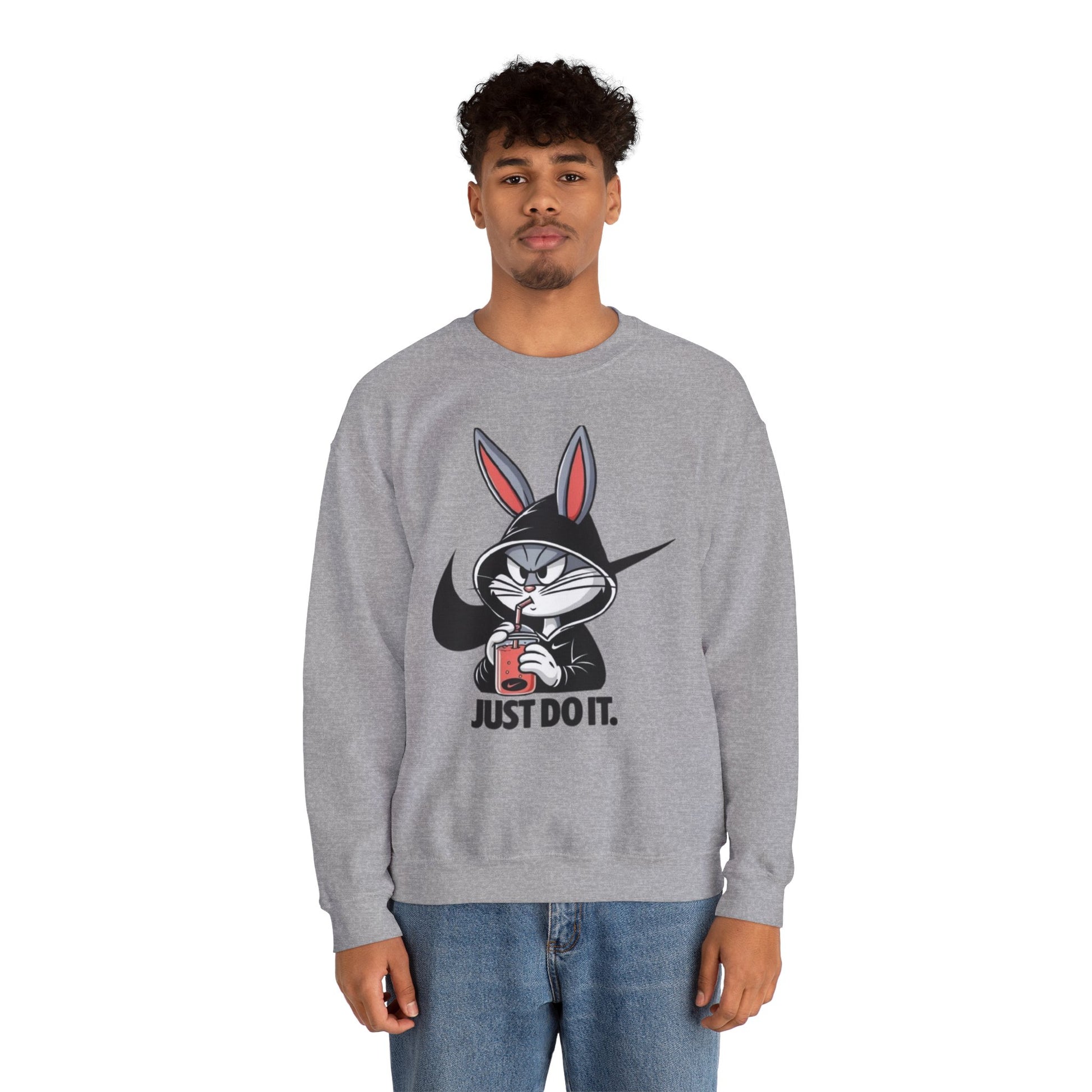 Cool Rabbit Crewneck Sweatshirt, Unisex Sweatshirt, Casual Hoodie, Gift for Him, Cozy Fashionwear