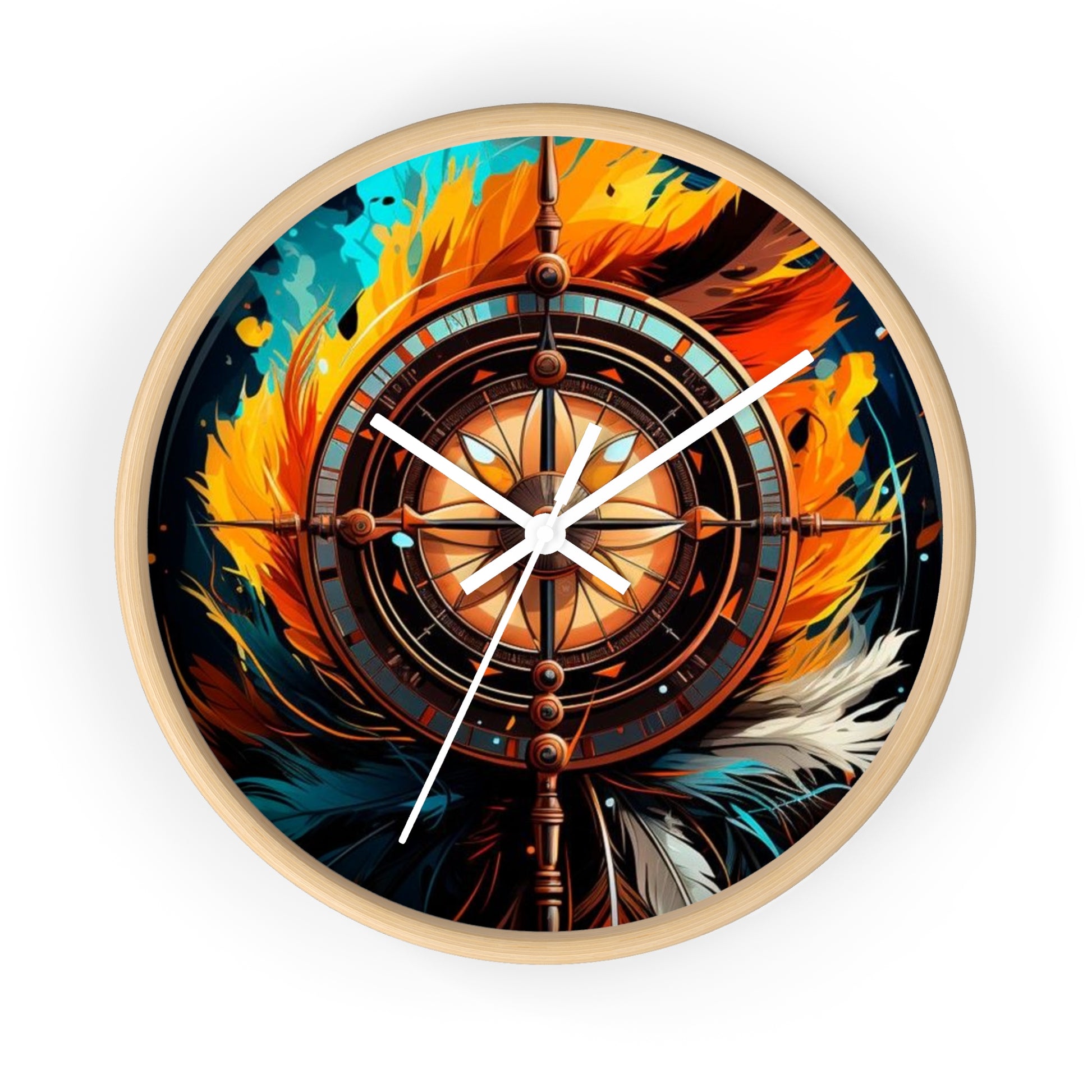 Vibrant Fire-Inspired Wall Clock, Home Decor for Bohemian Style, Unique Gift for Birthdays, Art Lovers, and Housewarming