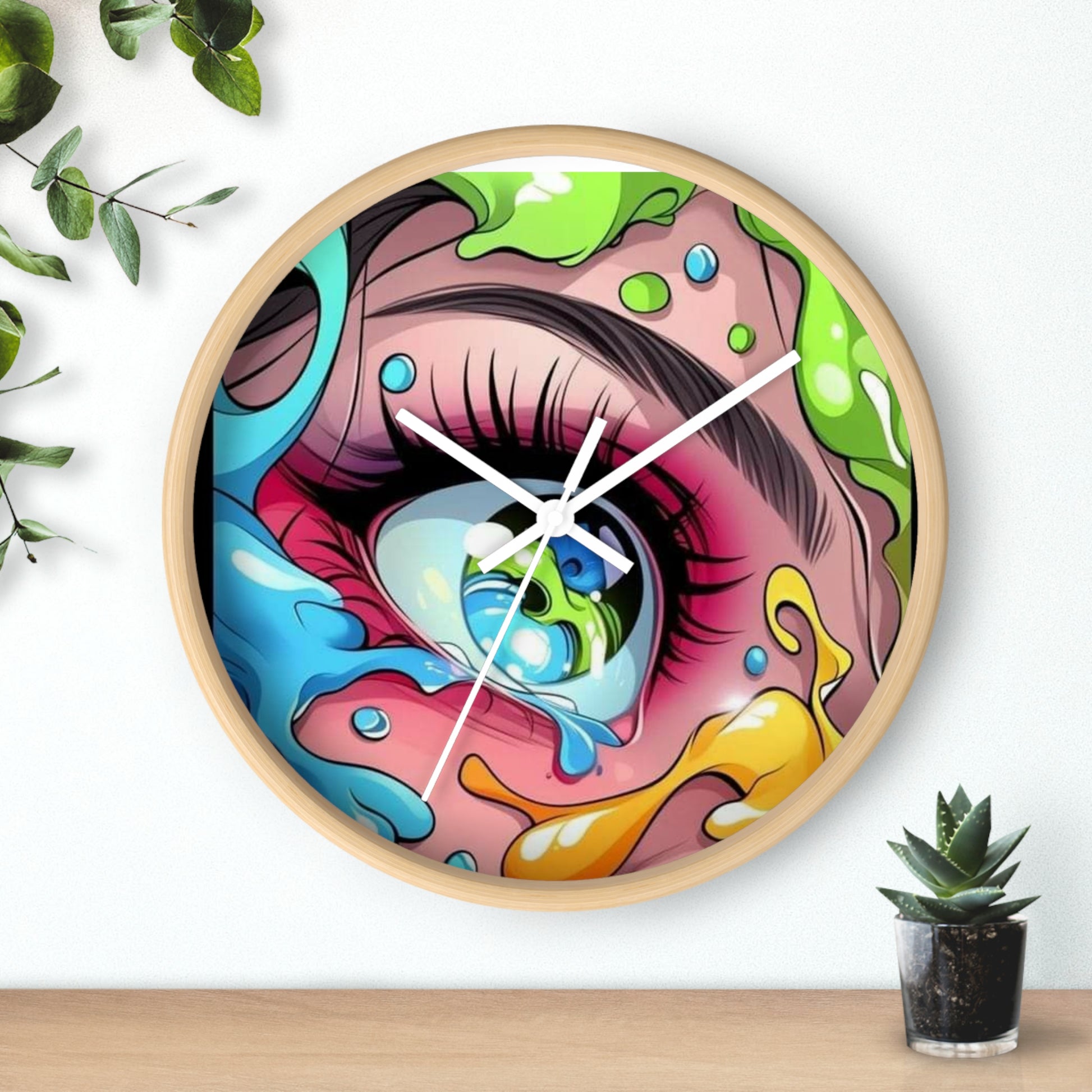 Vibrant Artistic Wall Clock - Eye Design, Colorful Home Decor, Unique Gift, Modern Art, Bedroom Wall Art, Handmade Clock