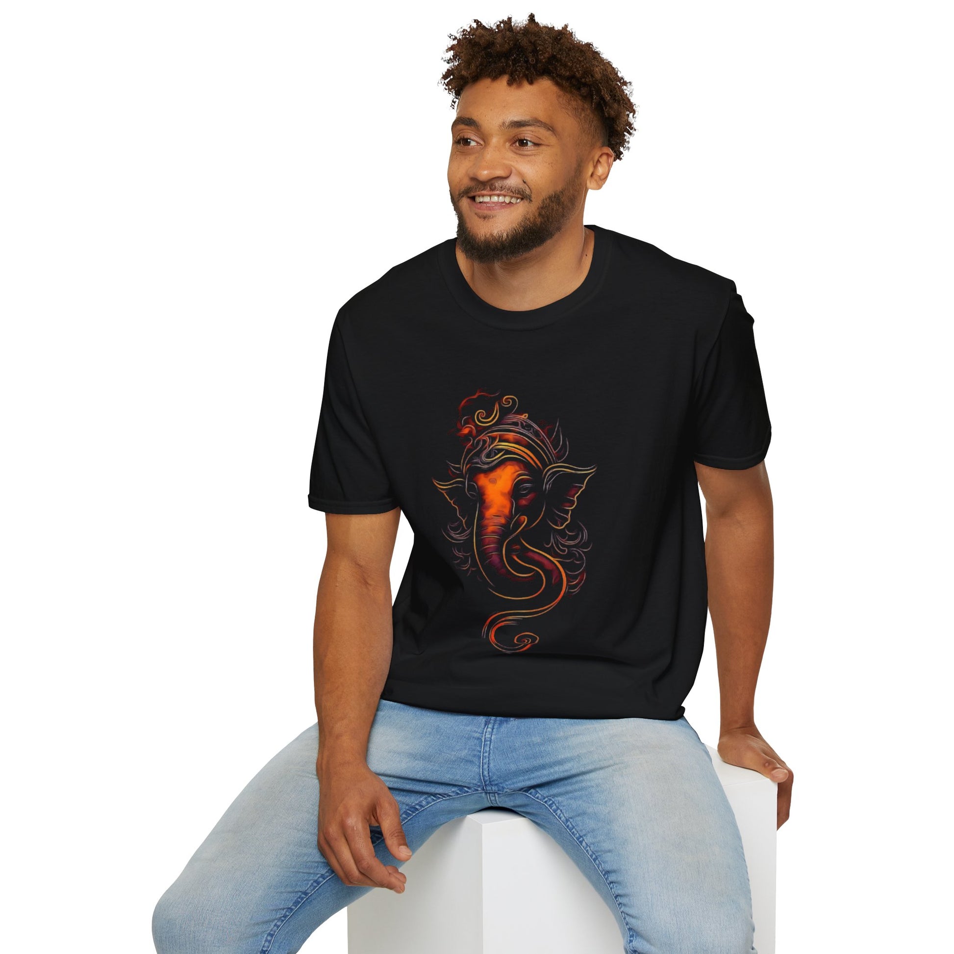 Ganesh T-shirt - Unisex Softstyle T-Shirt, Bohemian Shirt, Festival Wear, Unique Gift, Spiritual Fashion