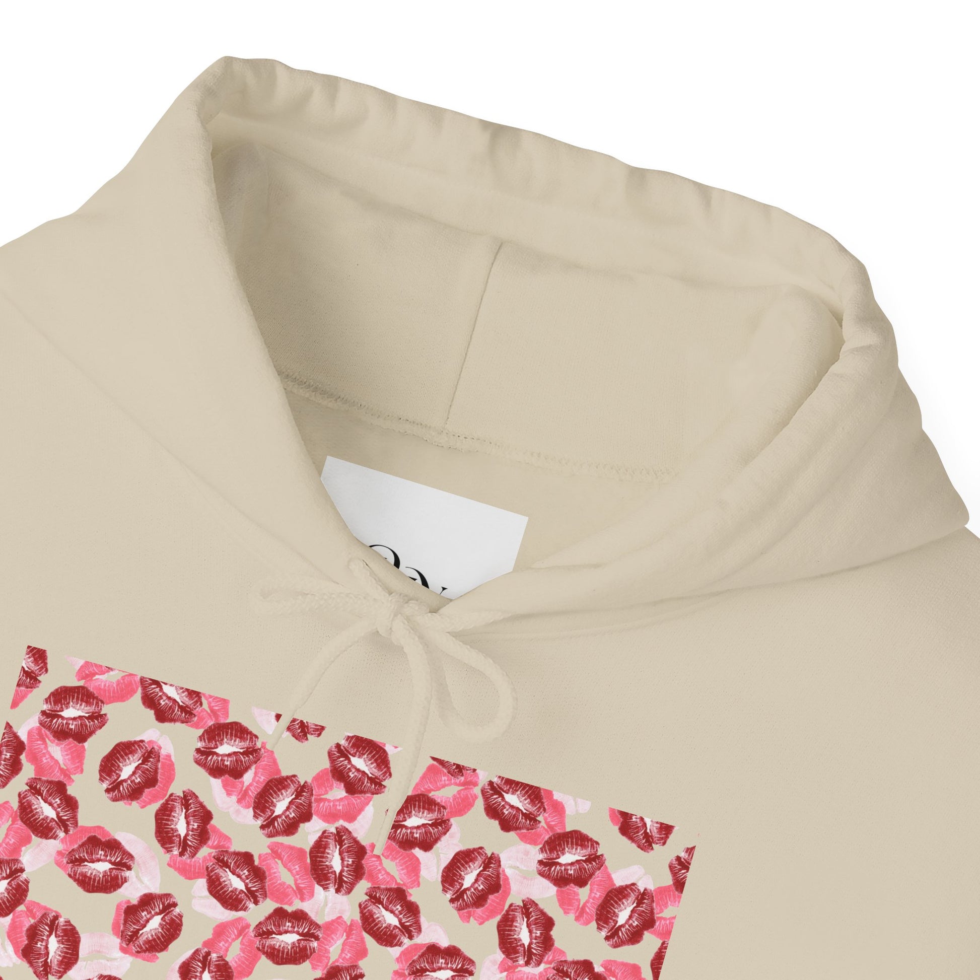 kiss print Cozy Floral Pattern Hoodie - Casual Fashion, Perfect for Gifting, Unisex Style, Comfortable Sweatshirt, Great for All Seasons