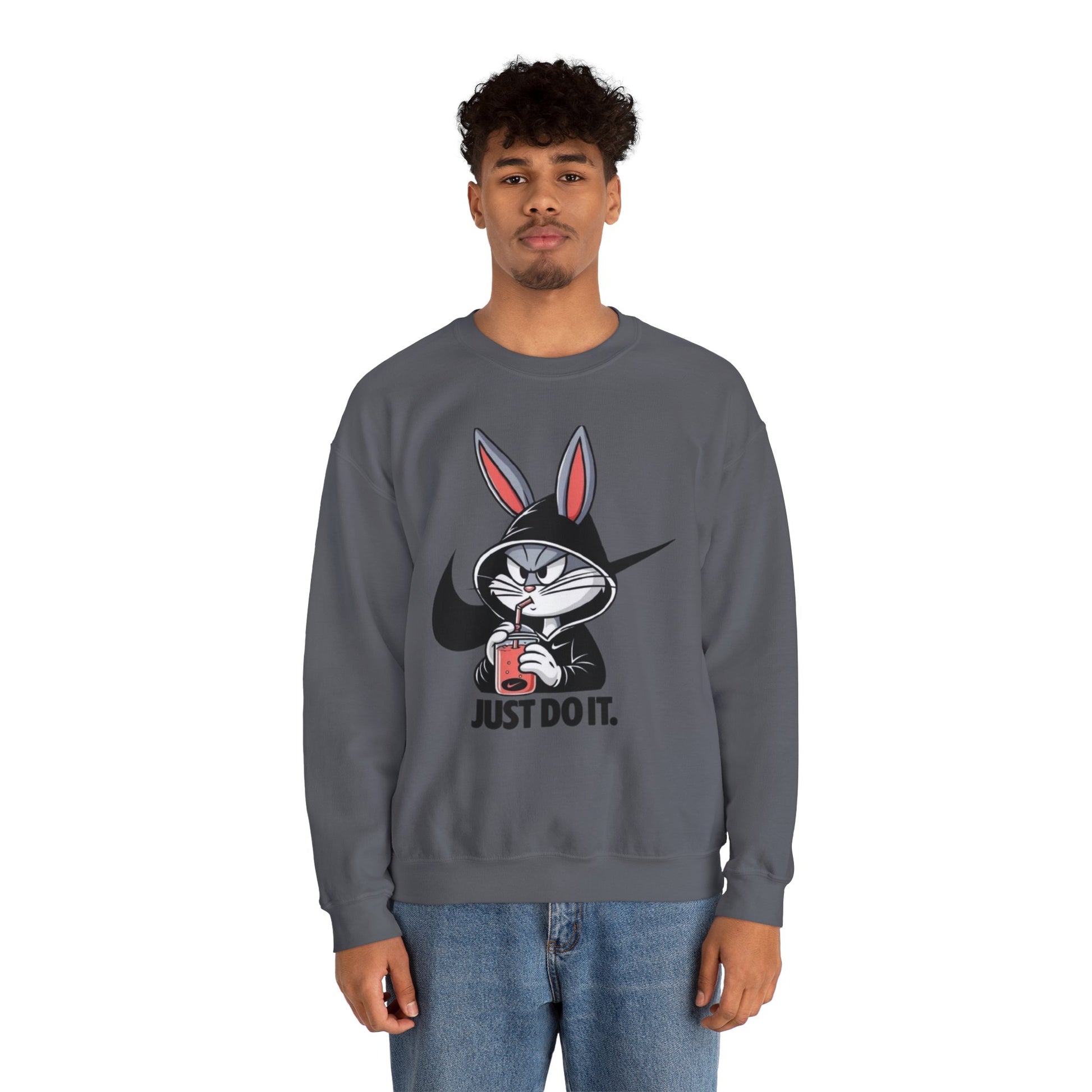 Cool Rabbit Crewneck Sweatshirt, Unisex Sweatshirt, Casual Hoodie, Gift for Him, Cozy Fashionwear