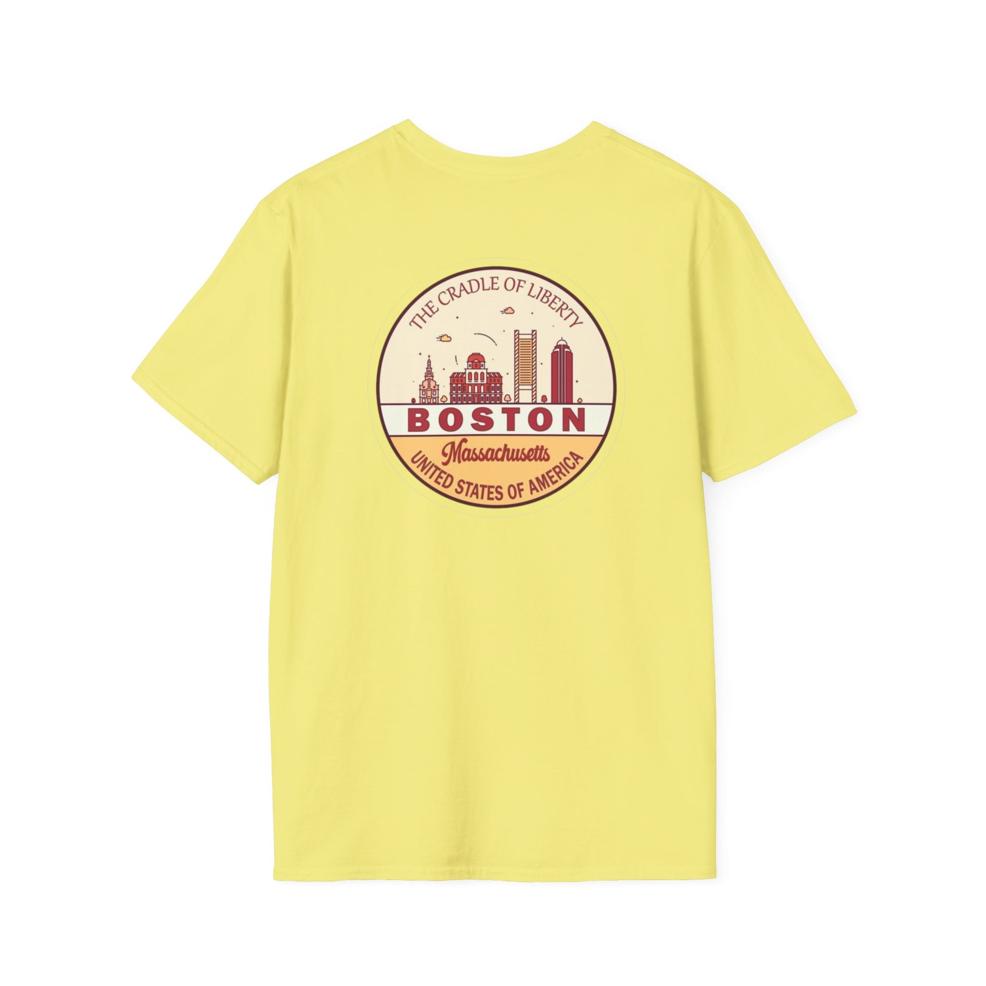 cool print Boston Cradle of Liberty Unisex Softstyle T-Shirt | Comfy Travel Tee, Casual Wear, Souvenir Shirt, Perfect Gift for Boston Lovers