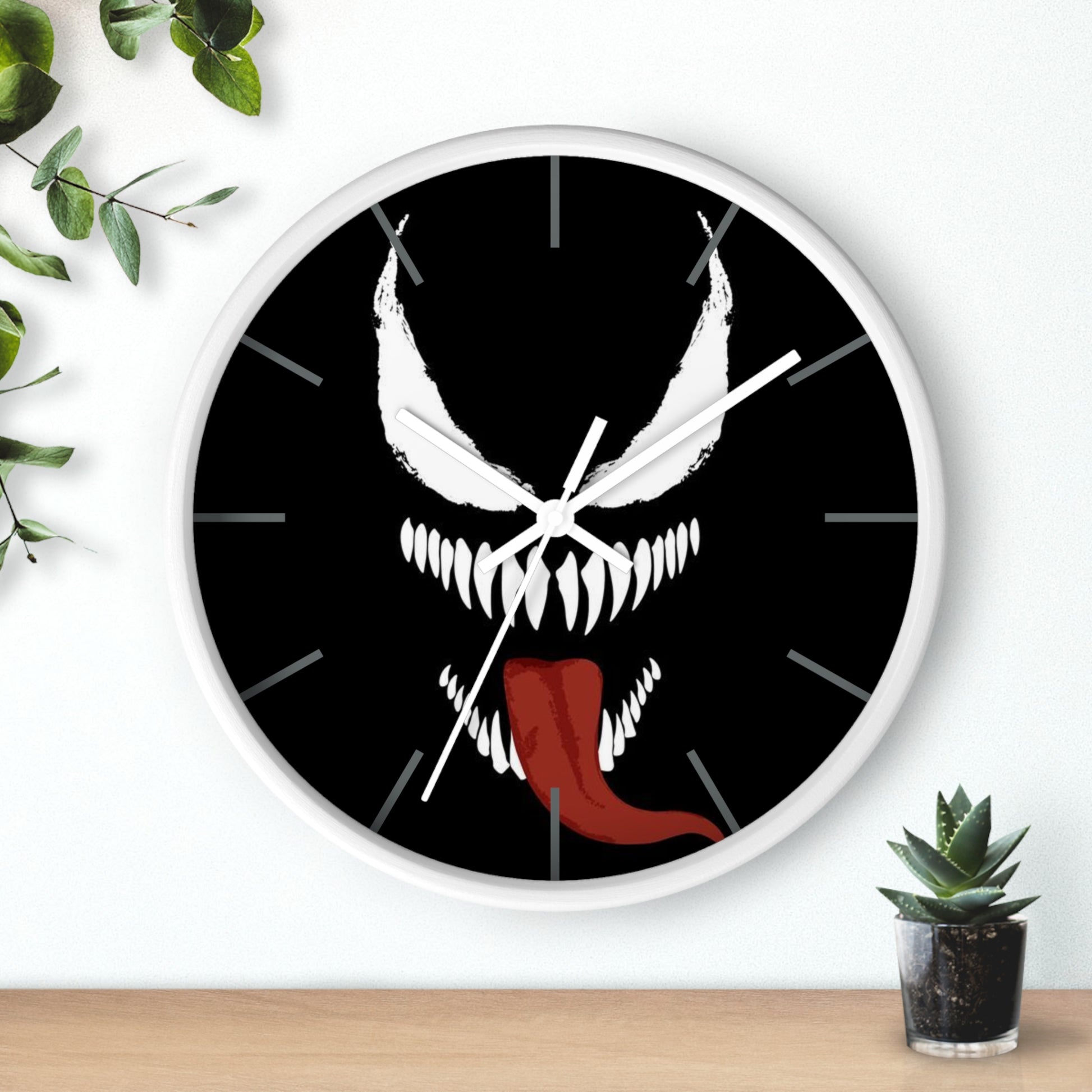 Venom-Inspired Wall Clock, Edgy Home Decor, Unique Gift for Fans, Geeky Office Wall Art, Halloween Decoration