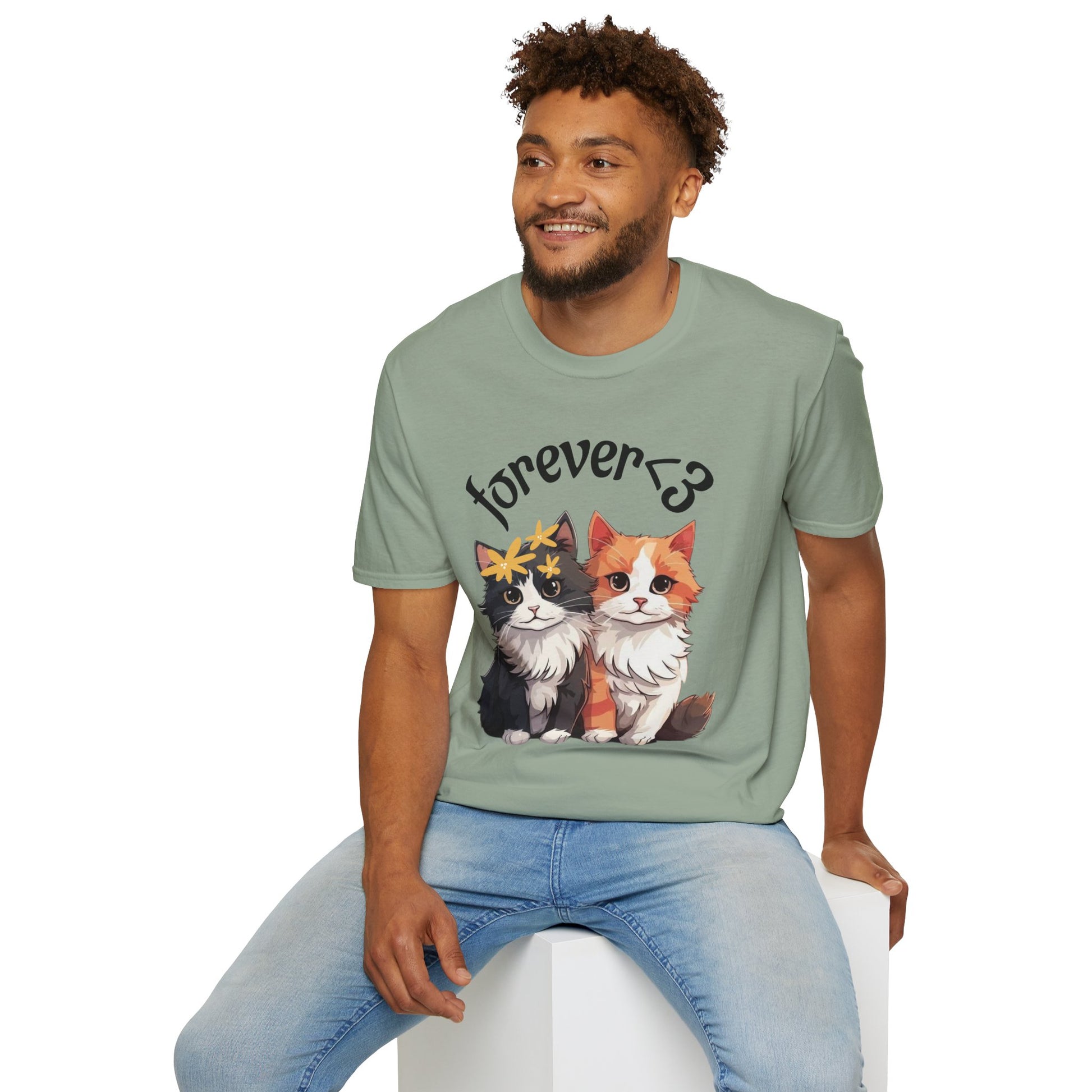 Forever Love Cat T-Shirt, Cute Cat Tee, Animal Lover Gift, Pet Owner Apparel, Cozy Casual Wear, Perfect for Cat Lovers