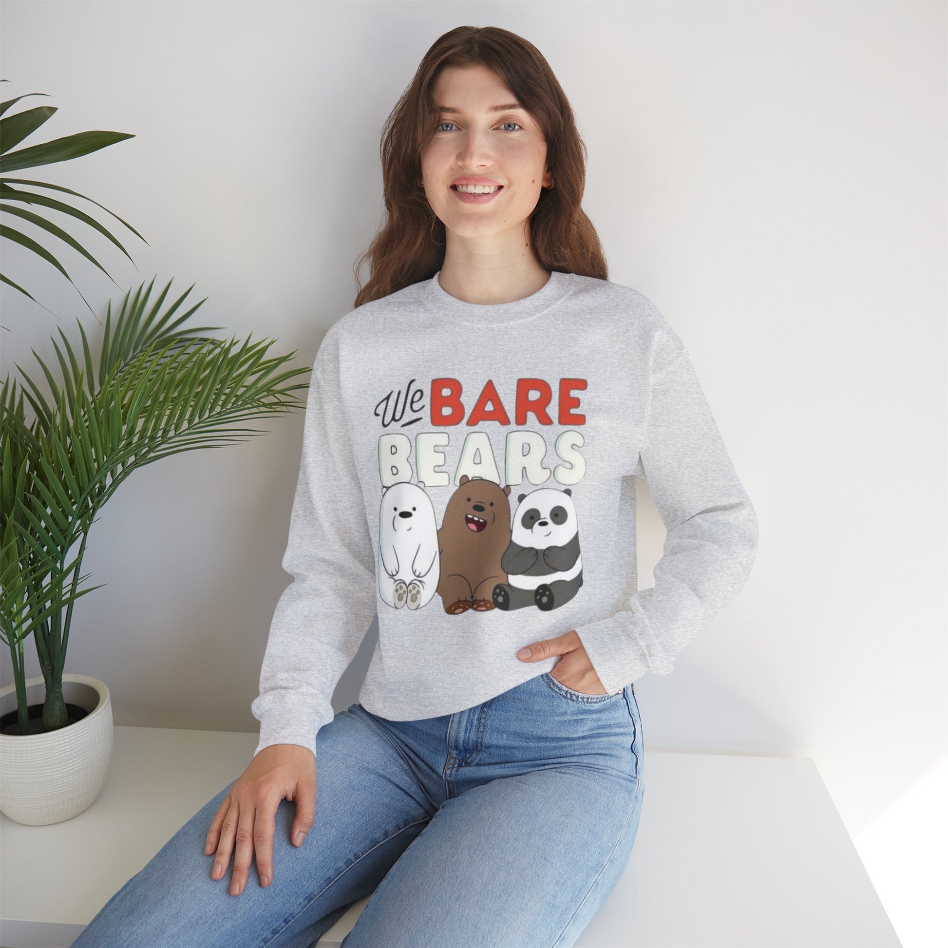 Cozy Cartoon Sweatshirt for Bear Lovers, We Bare Bears Crewneck, Cute Gift for Birthdays, Casual Wear, Animal Lover Apparel