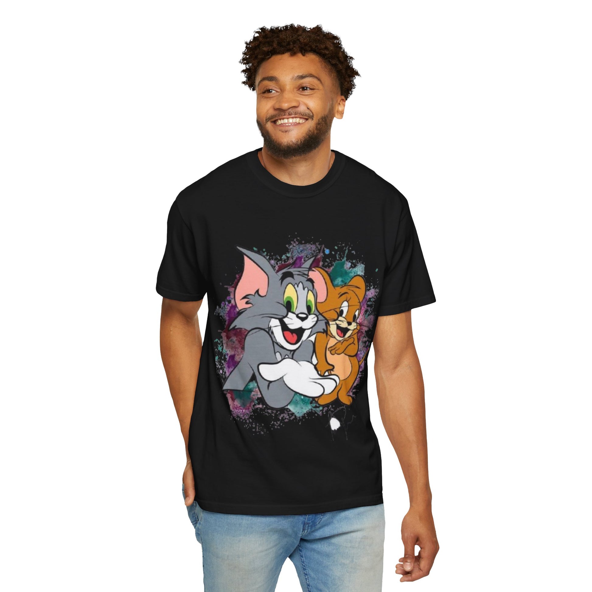 Tom and Jerry Garment-Dyed T-shirt, Cartoon T-shirt, Unisex T-shirt, Funny Shirt, Vintage Cartoon Tee, Gift for Him/Her