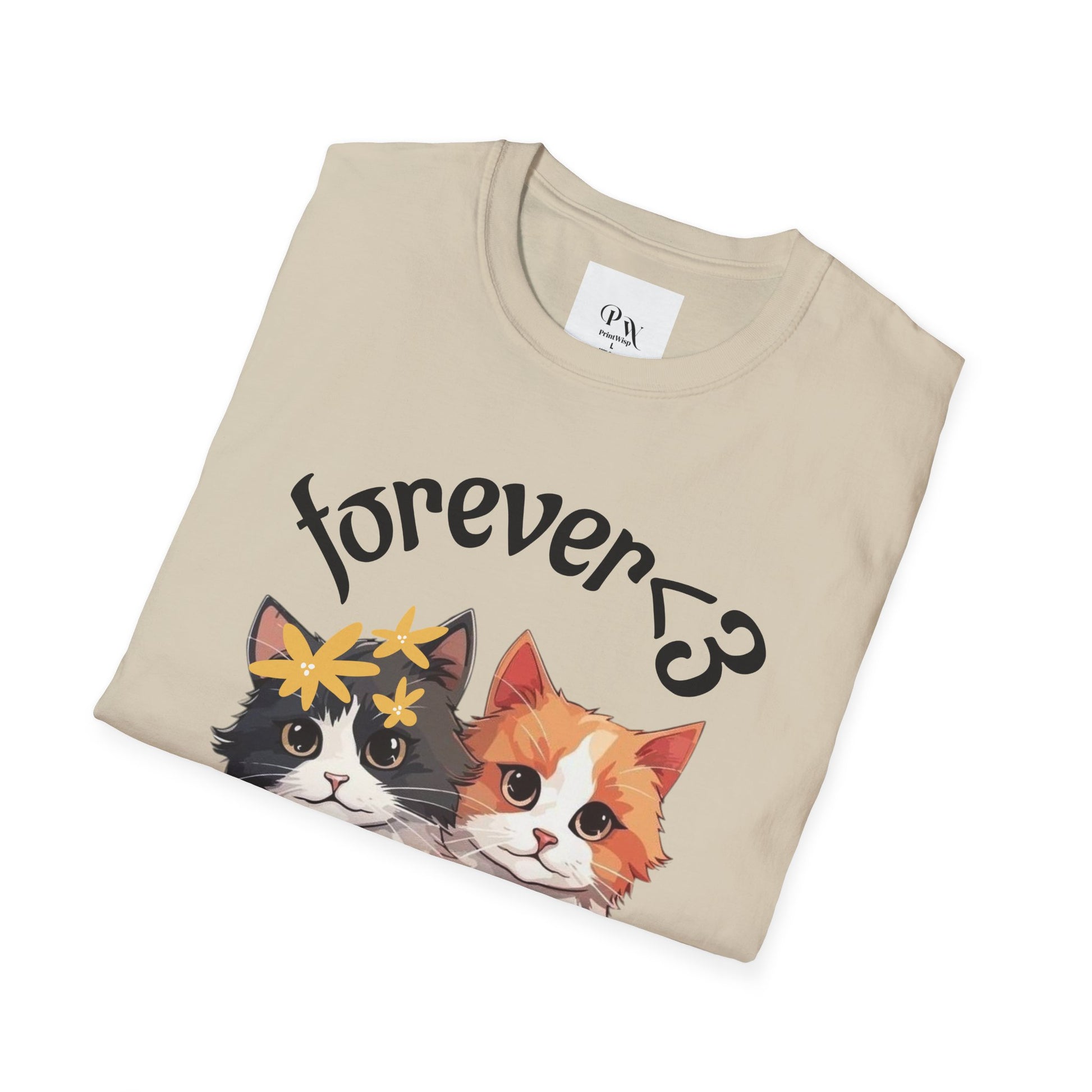 Forever Love Cat T-Shirt, Cute Cat Tee, Animal Lover Gift, Pet Owner Apparel, Cozy Casual Wear, Perfect for Cat Lovers