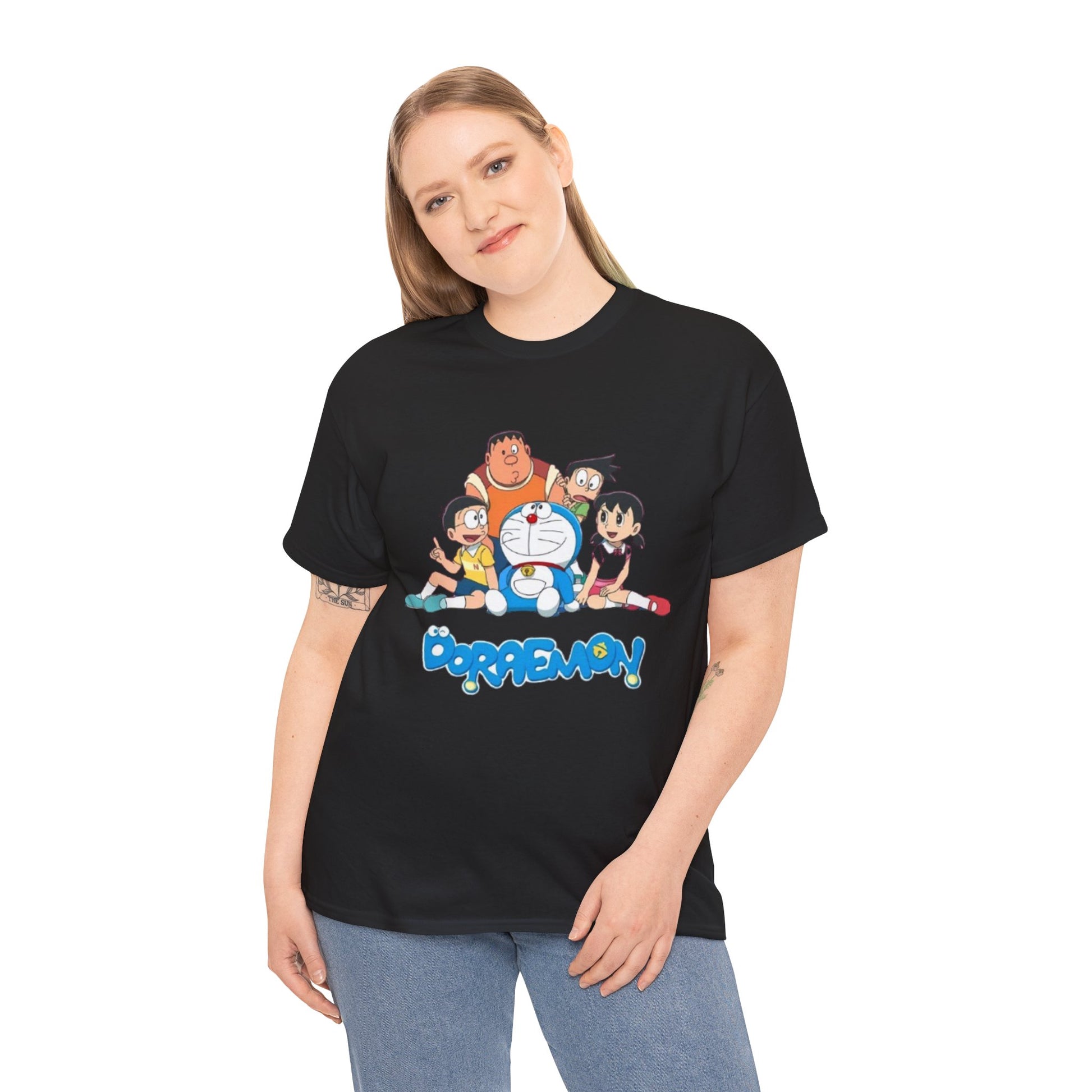 Doraemon Vintage Cartoon Unisex Tee - Nostalgic Gift for Fans, Oversized Cotton Shirt, Anime Merchandise, Casual Wear, Everyday Comfort