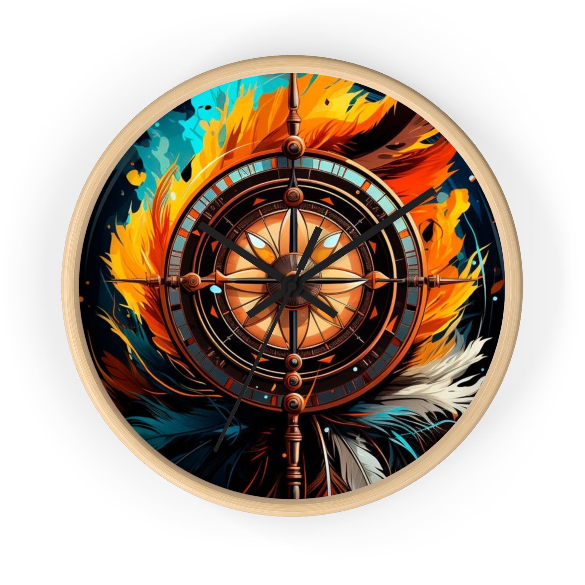 Vibrant Fire-Inspired Wall Clock, Home Decor for Bohemian Style, Unique Gift for Birthdays, Art Lovers, and Housewarming