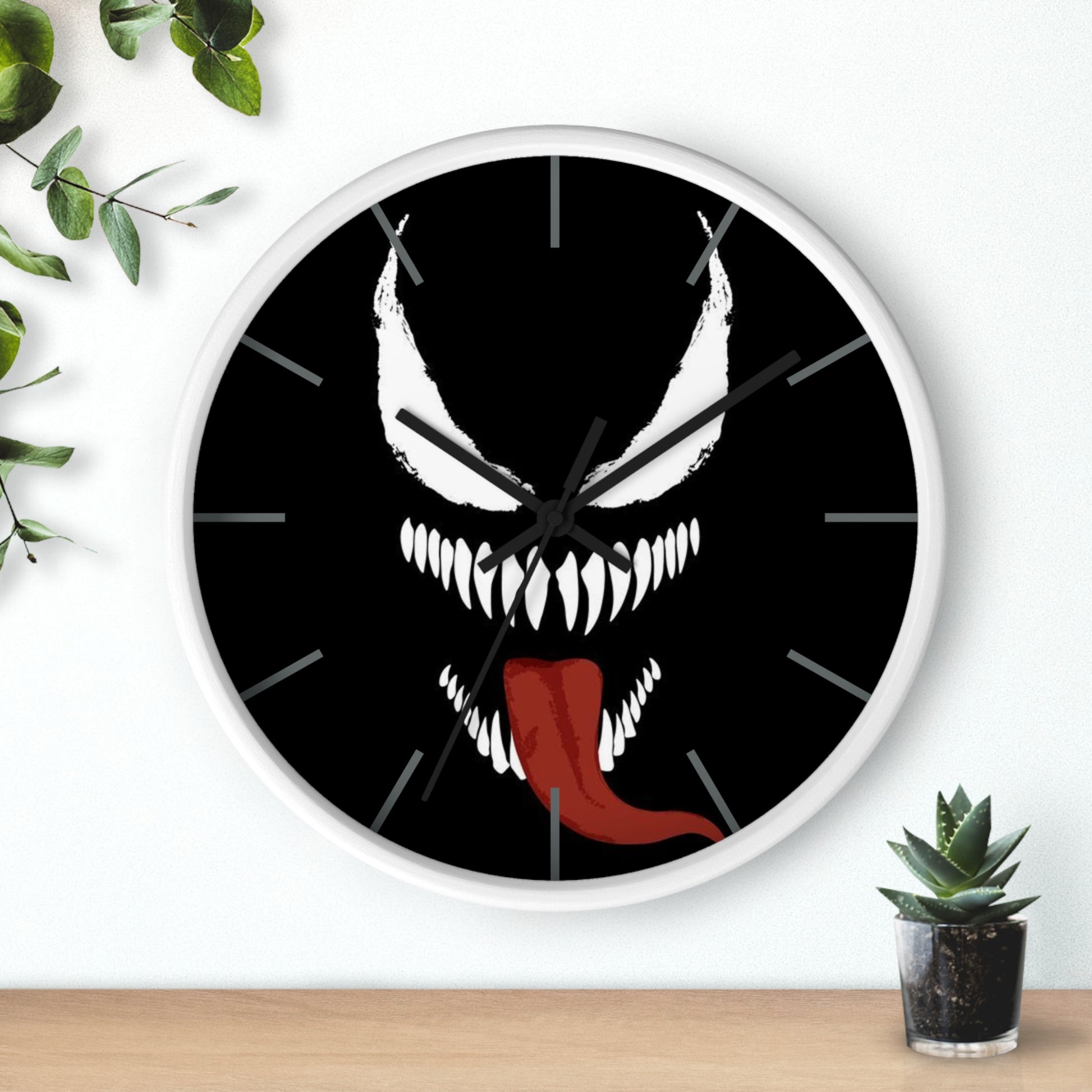 Venom-Inspired Wall Clock, Edgy Home Decor, Unique Gift for Fans, Geeky Office Wall Art, Halloween Decoration