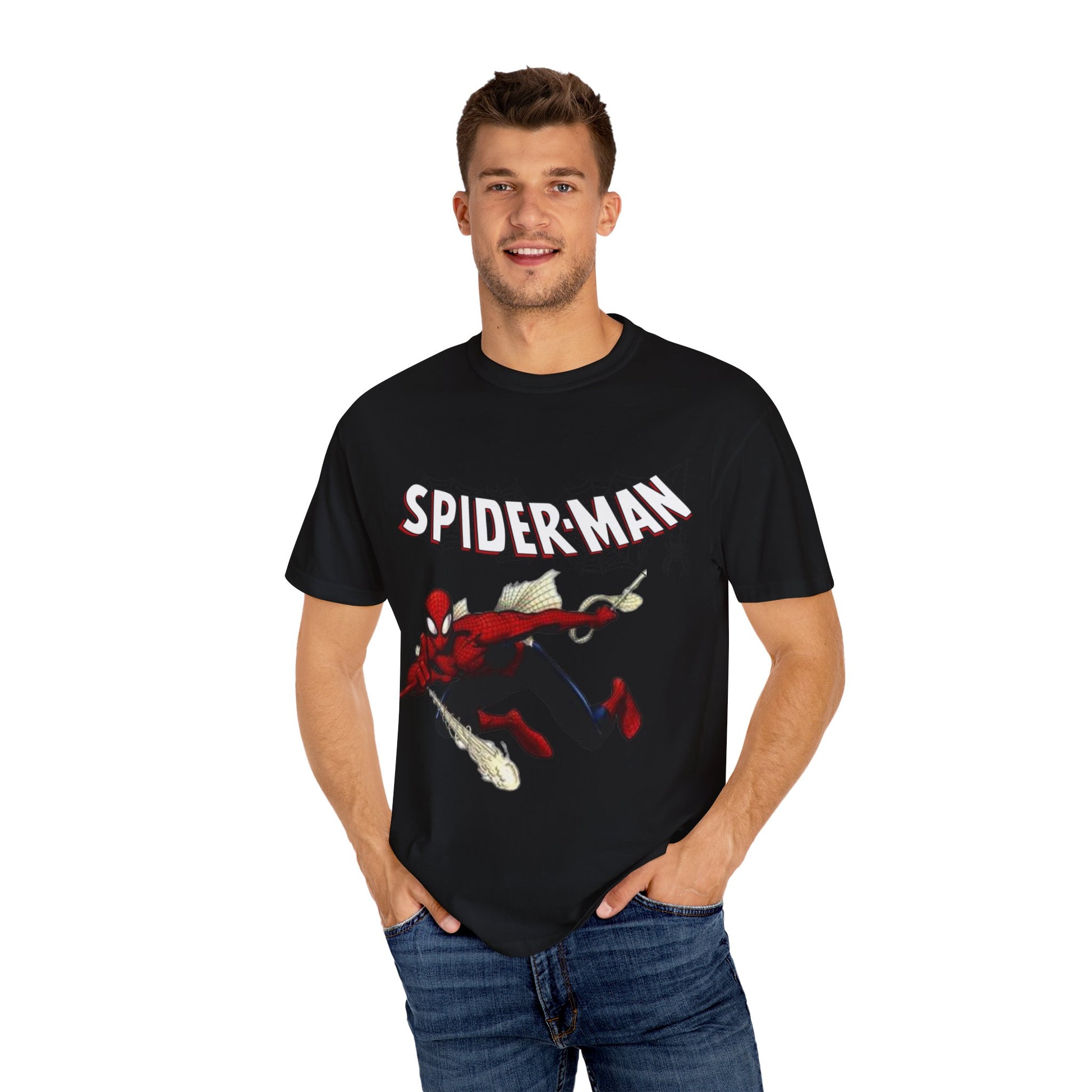 Spiderman Unisex Garment-Dyed T-Shirt | Superhero Apparel, Comic Fan Gift, Nerdy Fashion, Casual Wear, Birthday Gift, Marvel Merchandise