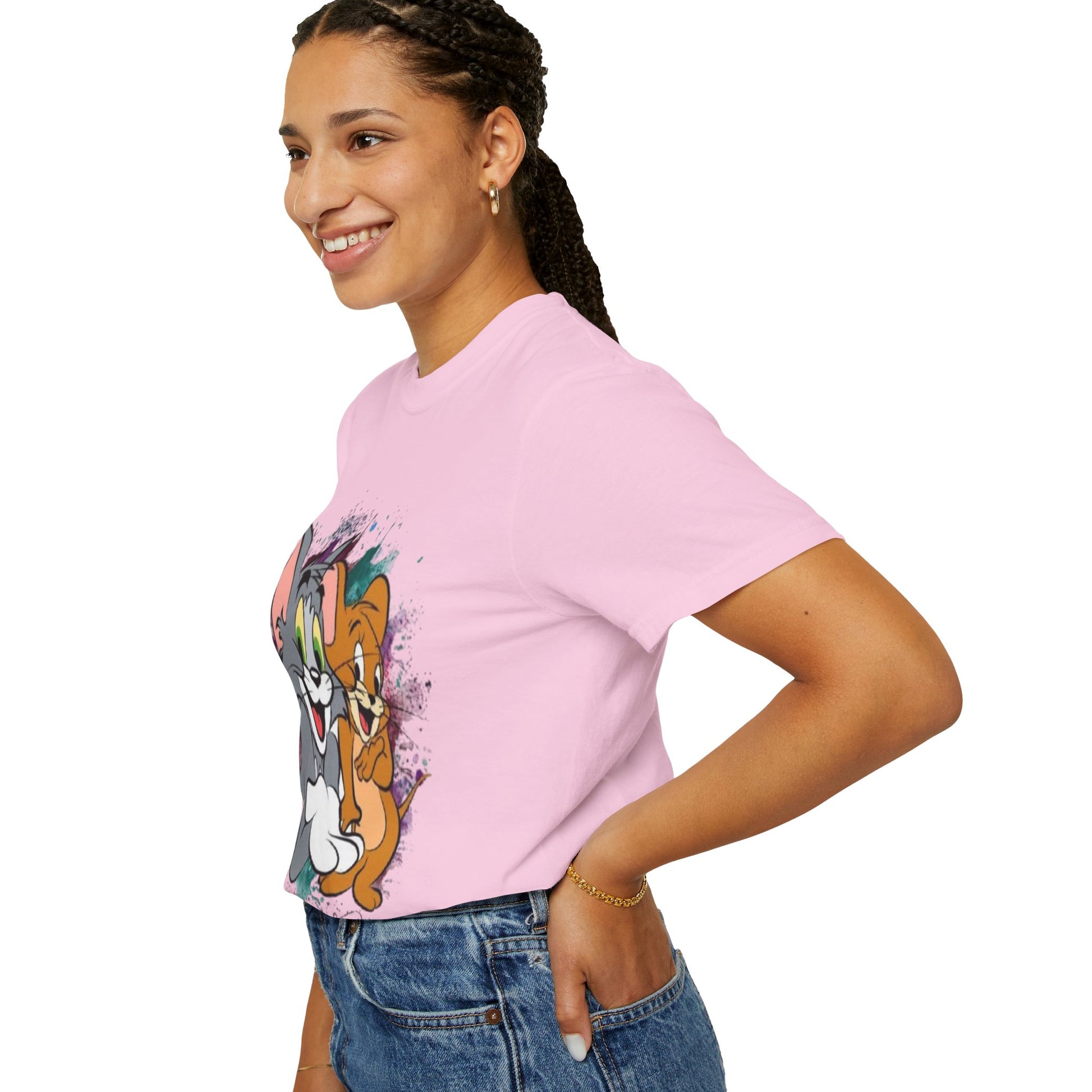 Tom and Jerry Garment-Dyed T-shirt, Cartoon T-shirt, Unisex T-shirt, Funny Shirt, Vintage Cartoon Tee, Gift for Him/Her