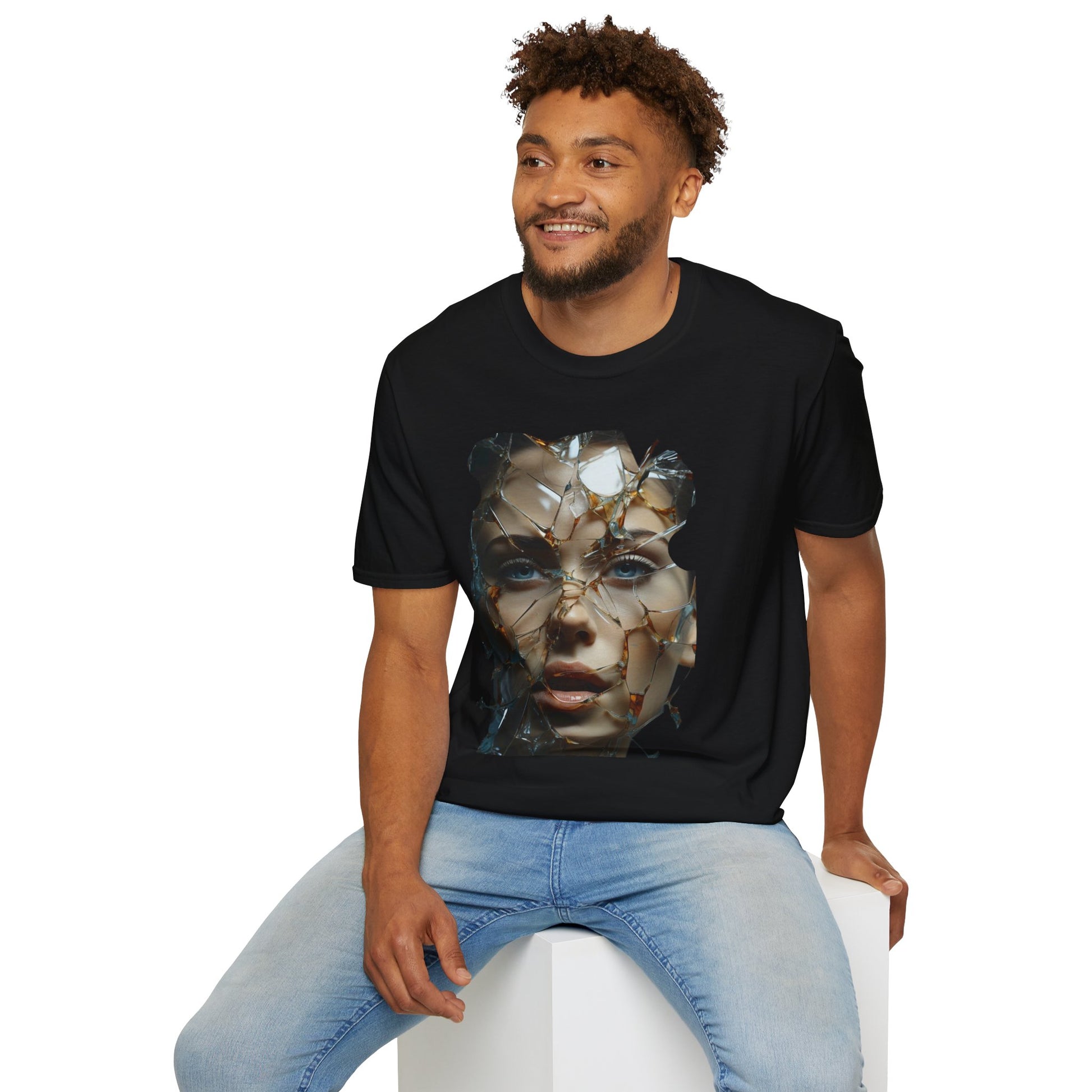 cool print Shattered Reflection T-Shirt, Artistic Graphic Tee, Trendy Unisex Shirt, Perfect Gift for Art Lovers, Unique Fashion Statement