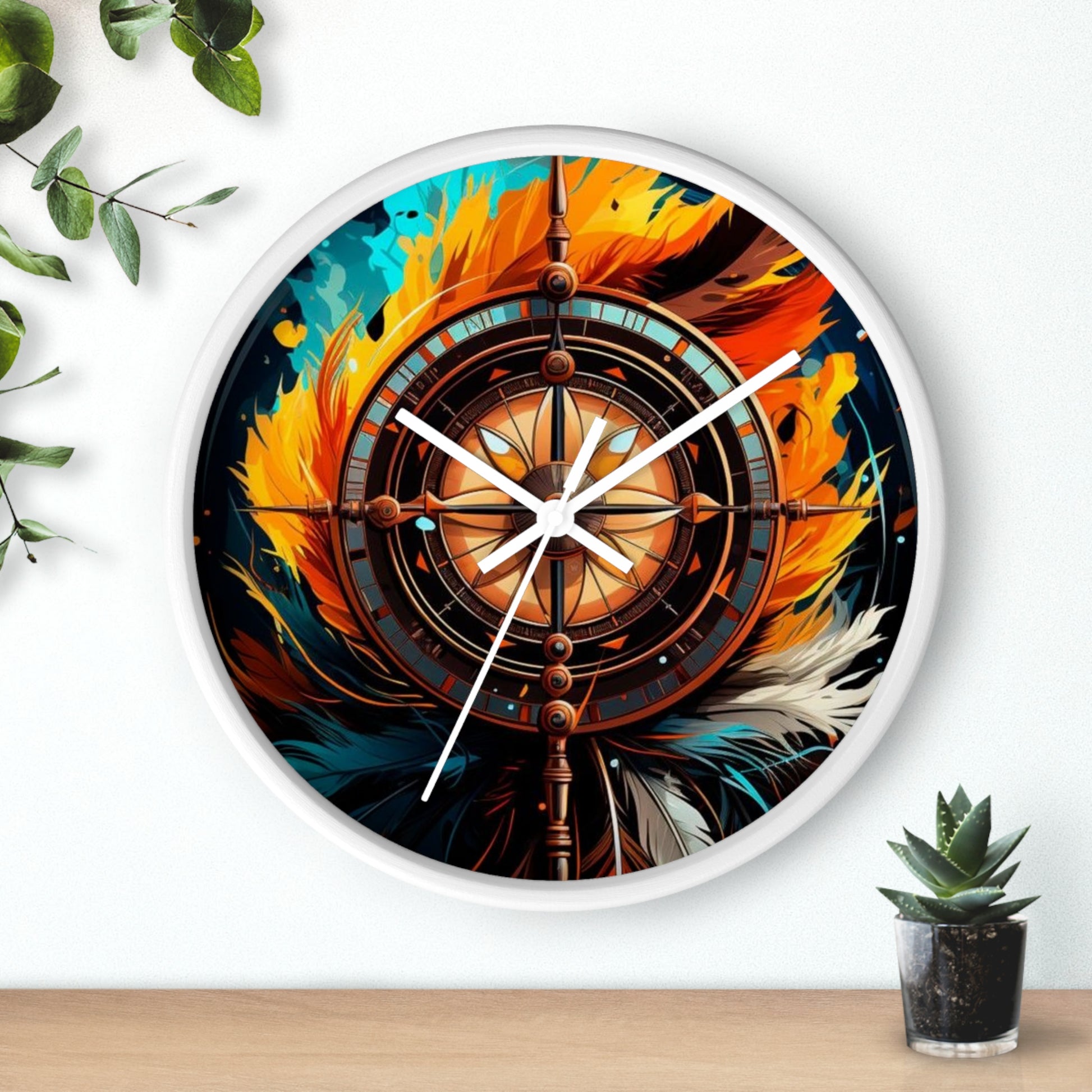 Vibrant Fire-Inspired Wall Clock, Home Decor for Bohemian Style, Unique Gift for Birthdays, Art Lovers, and Housewarming
