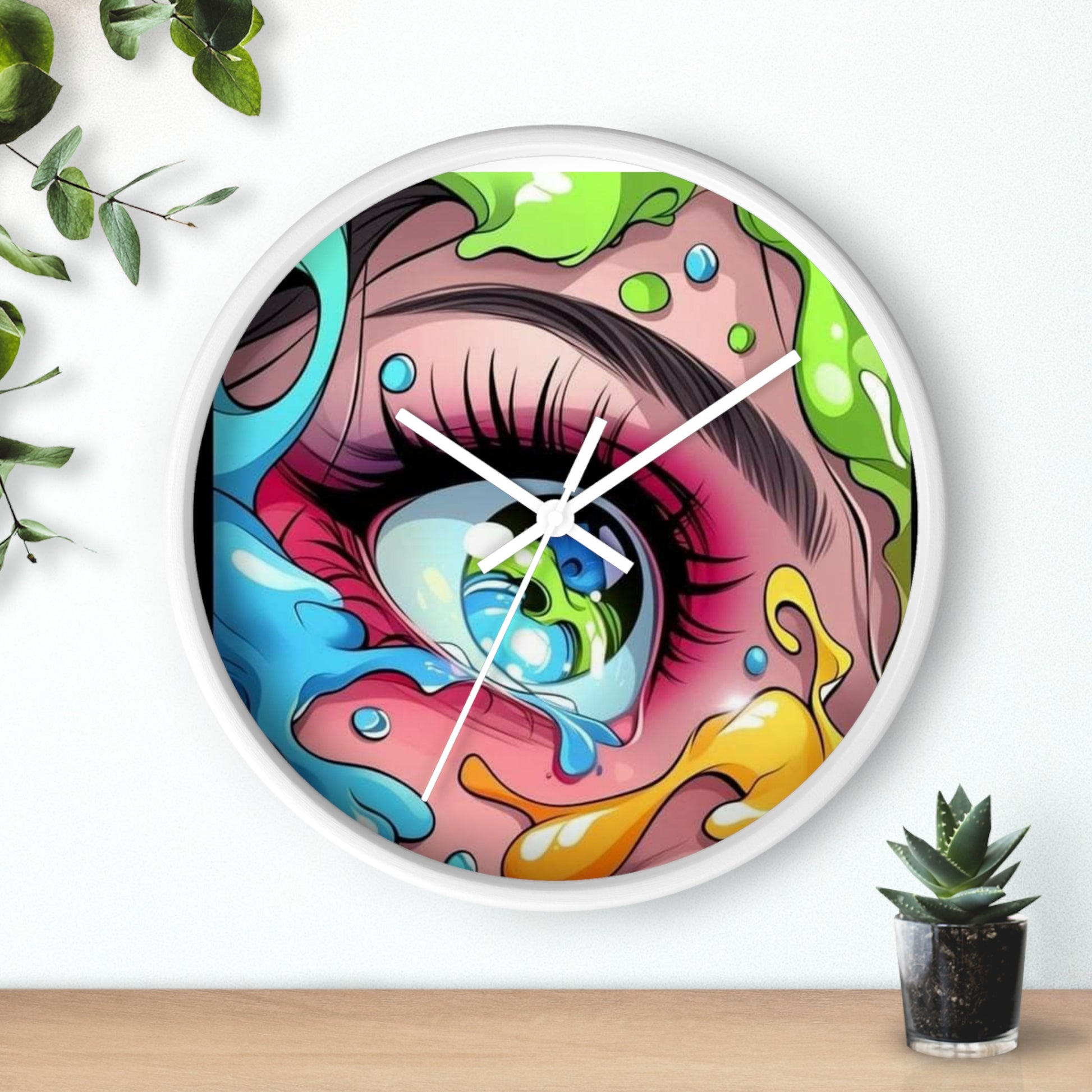 Vibrant Artistic Wall Clock - Eye Design, Colorful Home Decor, Unique Gift, Modern Art, Bedroom Wall Art, Handmade Clock
