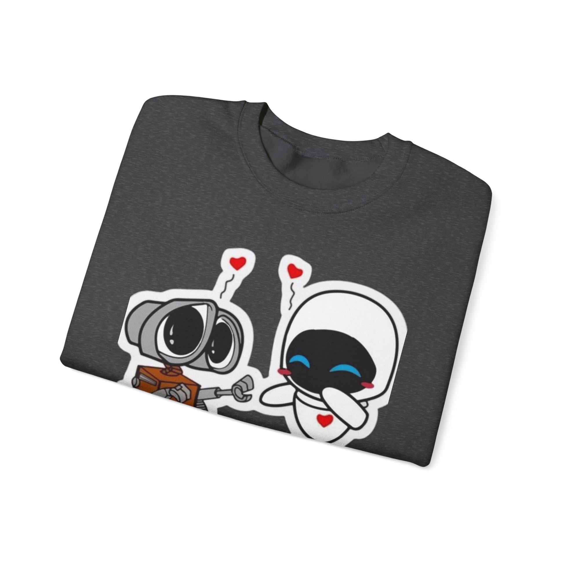 Cute Robot Love Crewneck Sweatshirt, Valentine's Day Gift, Cozy Unisex Pullover, Couple Sweatshirt, Cute Graphic Apparel