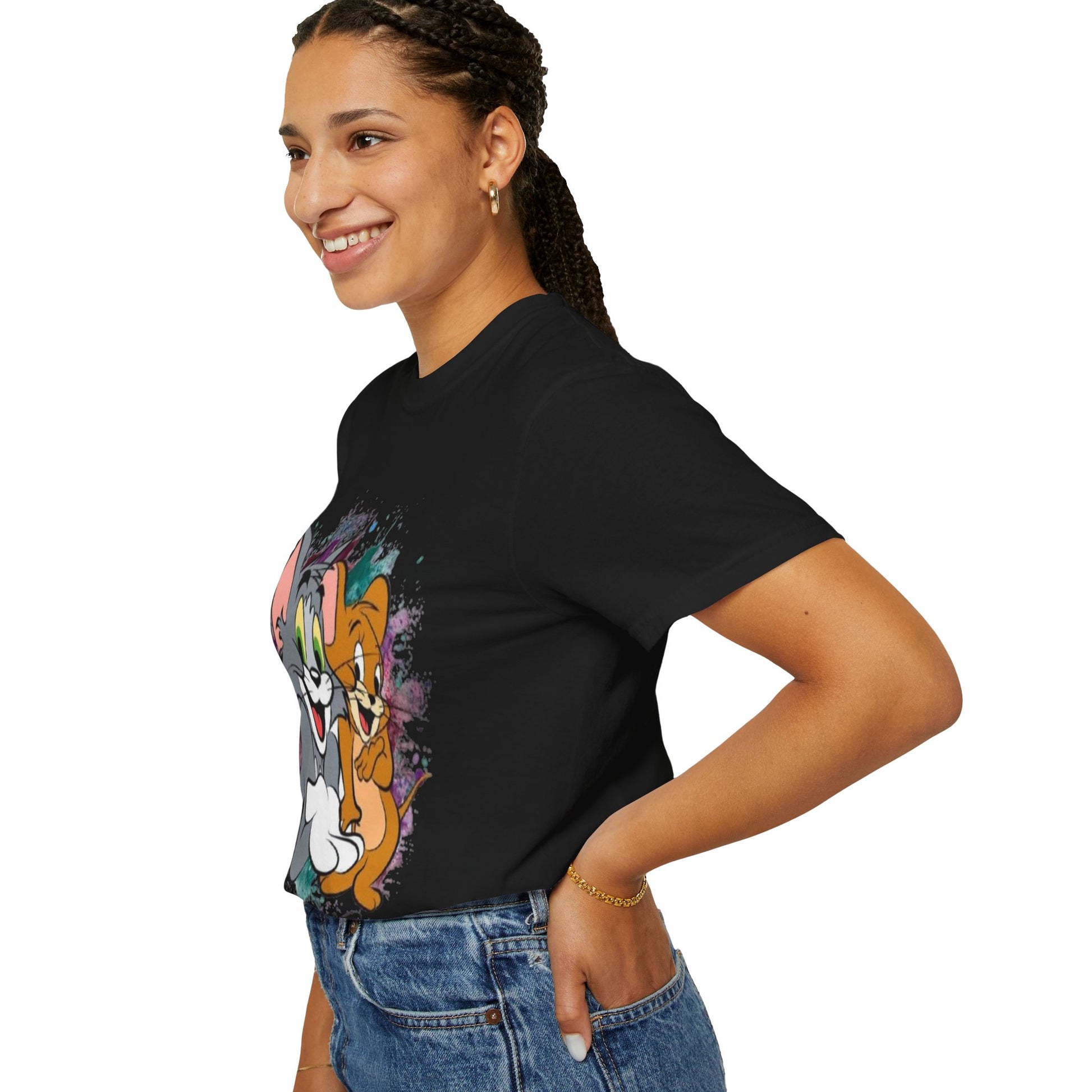Tom and Jerry Garment-Dyed T-shirt, Cartoon T-shirt, Unisex T-shirt, Funny Shirt, Vintage Cartoon Tee, Gift for Him/Her