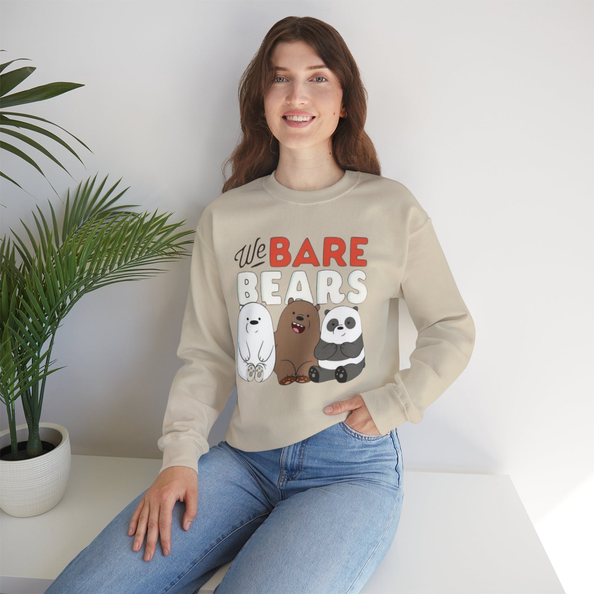 Cozy Cartoon Sweatshirt for Bear Lovers, We Bare Bears Crewneck, Cute Gift for Birthdays, Casual Wear, Animal Lover Apparel