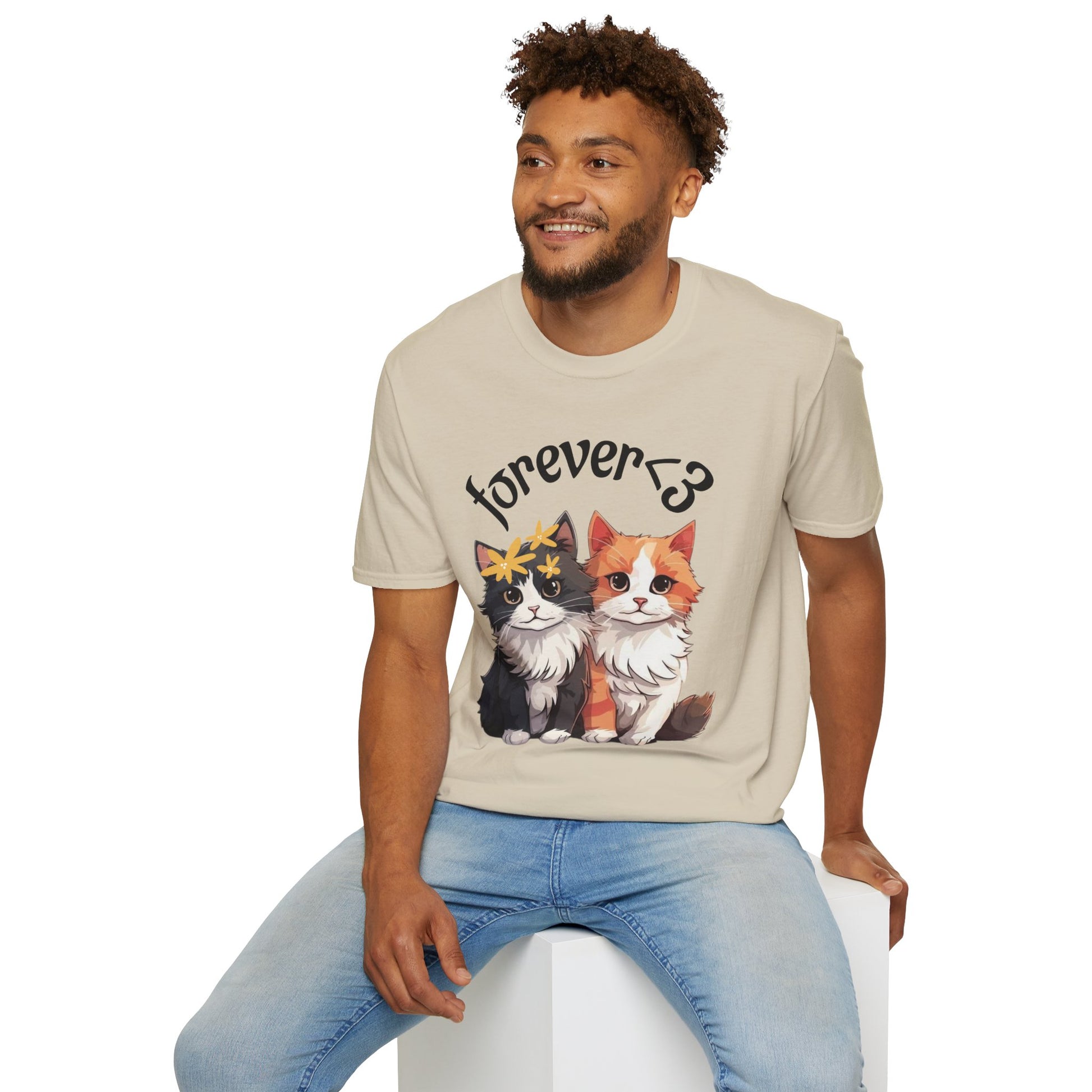 Forever Love Cat T-Shirt, Cute Cat Tee, Animal Lover Gift, Pet Owner Apparel, Cozy Casual Wear, Perfect for Cat Lovers