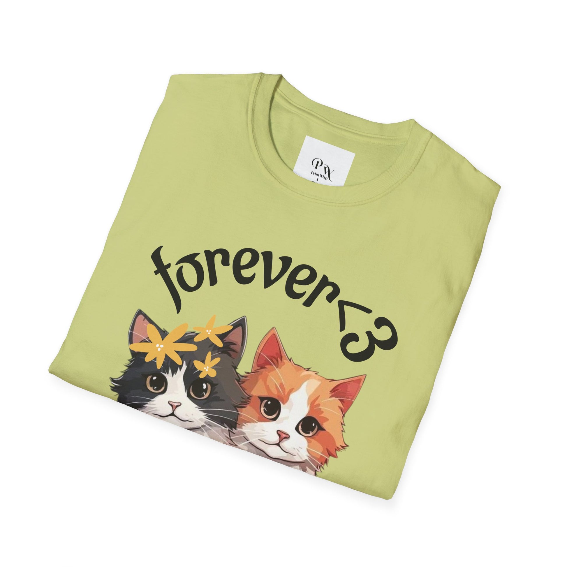 Forever Love Cat T-Shirt, Cute Cat Tee, Animal Lover Gift, Pet Owner Apparel, Cozy Casual Wear, Perfect for Cat Lovers
